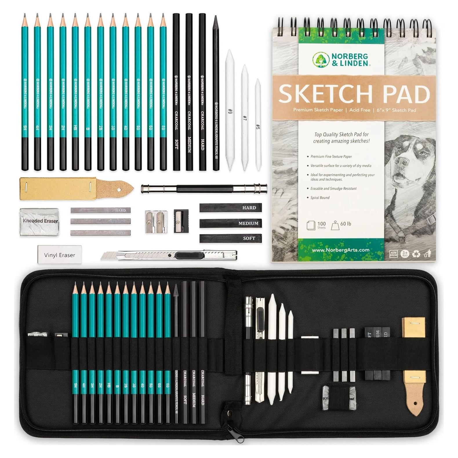 Juego de Dibujo XL Free Hand - 12 Lápices, Bloc 100 Páginas