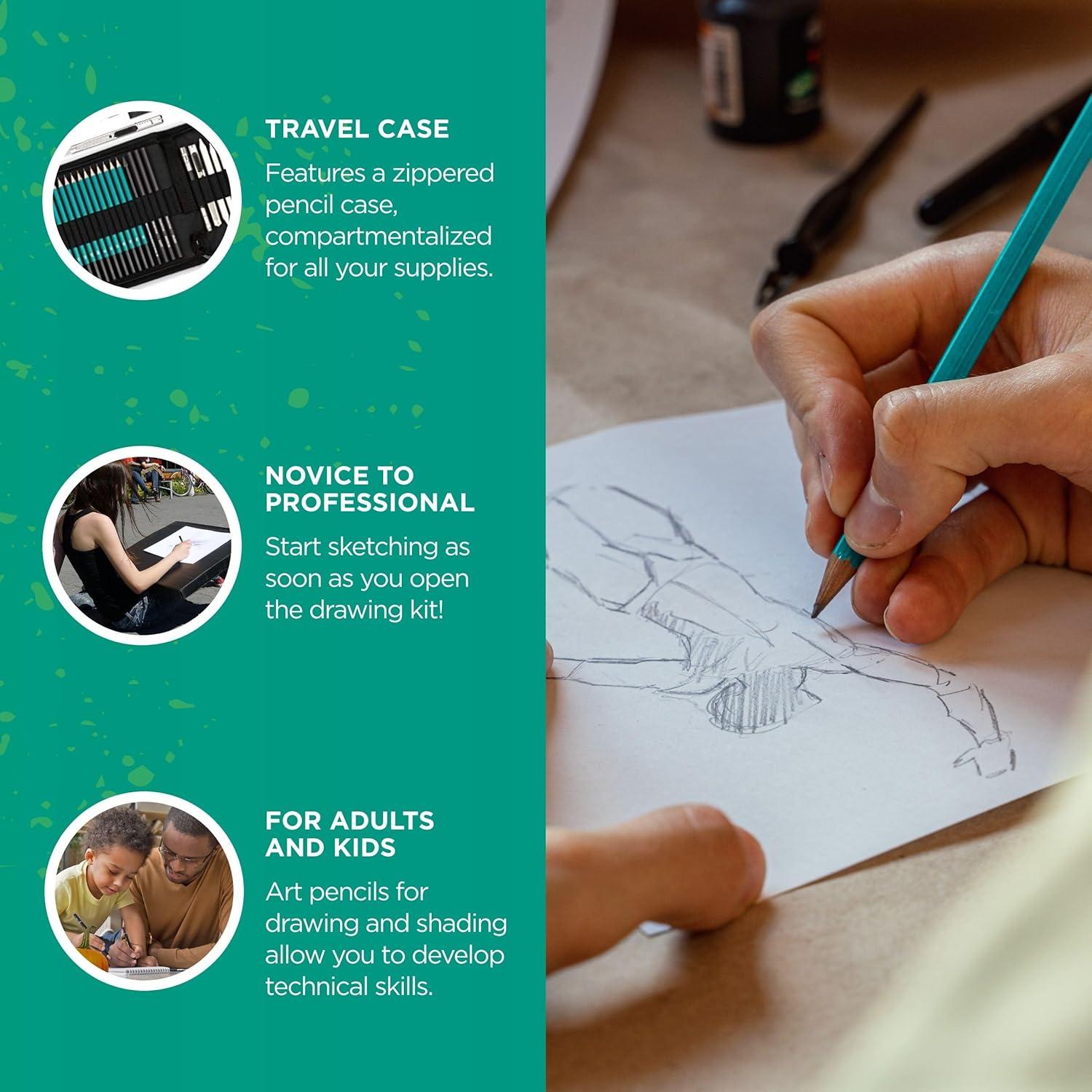 Juego de Dibujo XL Free Hand - 12 Lápices, Bloc 100 Páginas