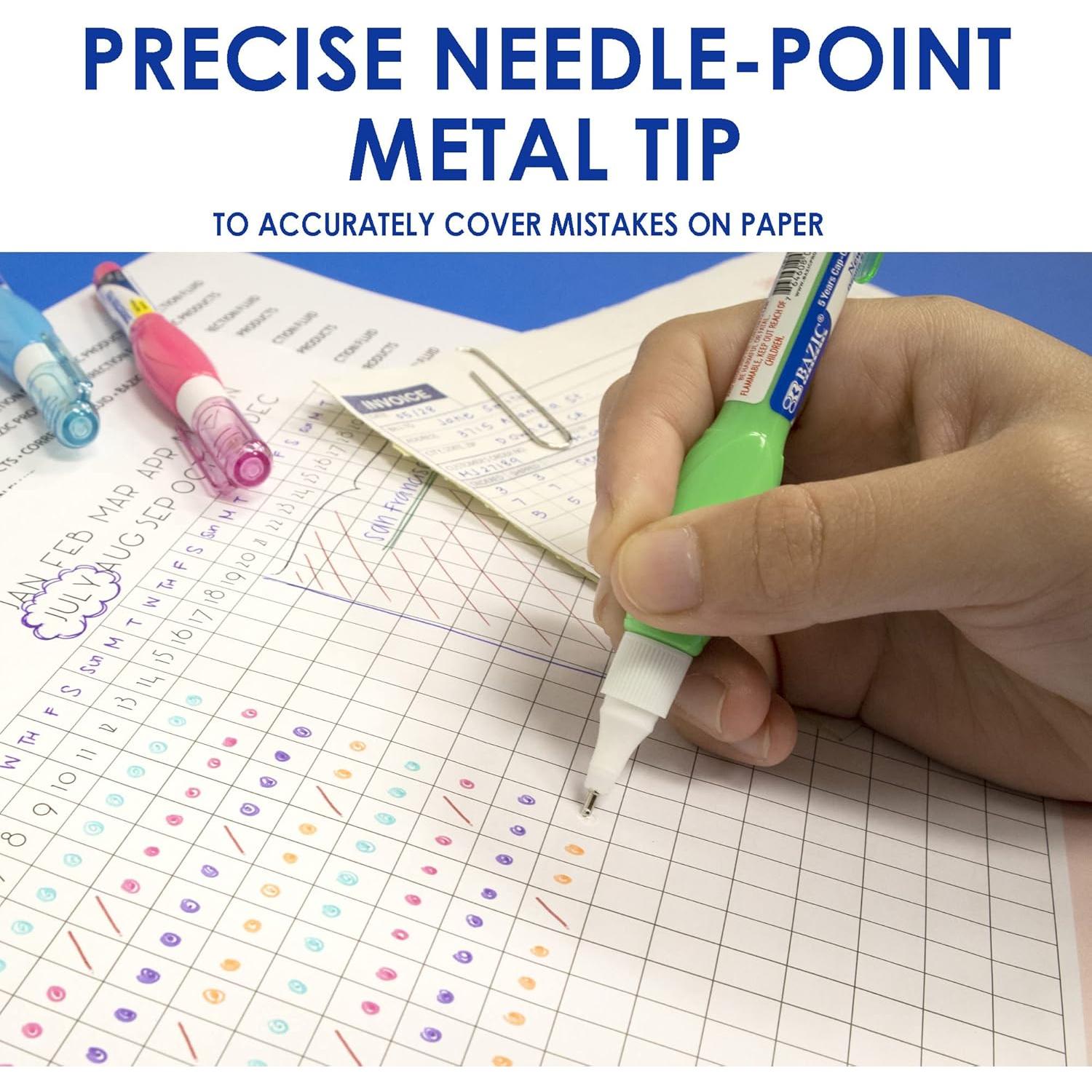 Bolígrafo Corrector Mini BAZIC 3ml Punta Fina - Paquete de 3