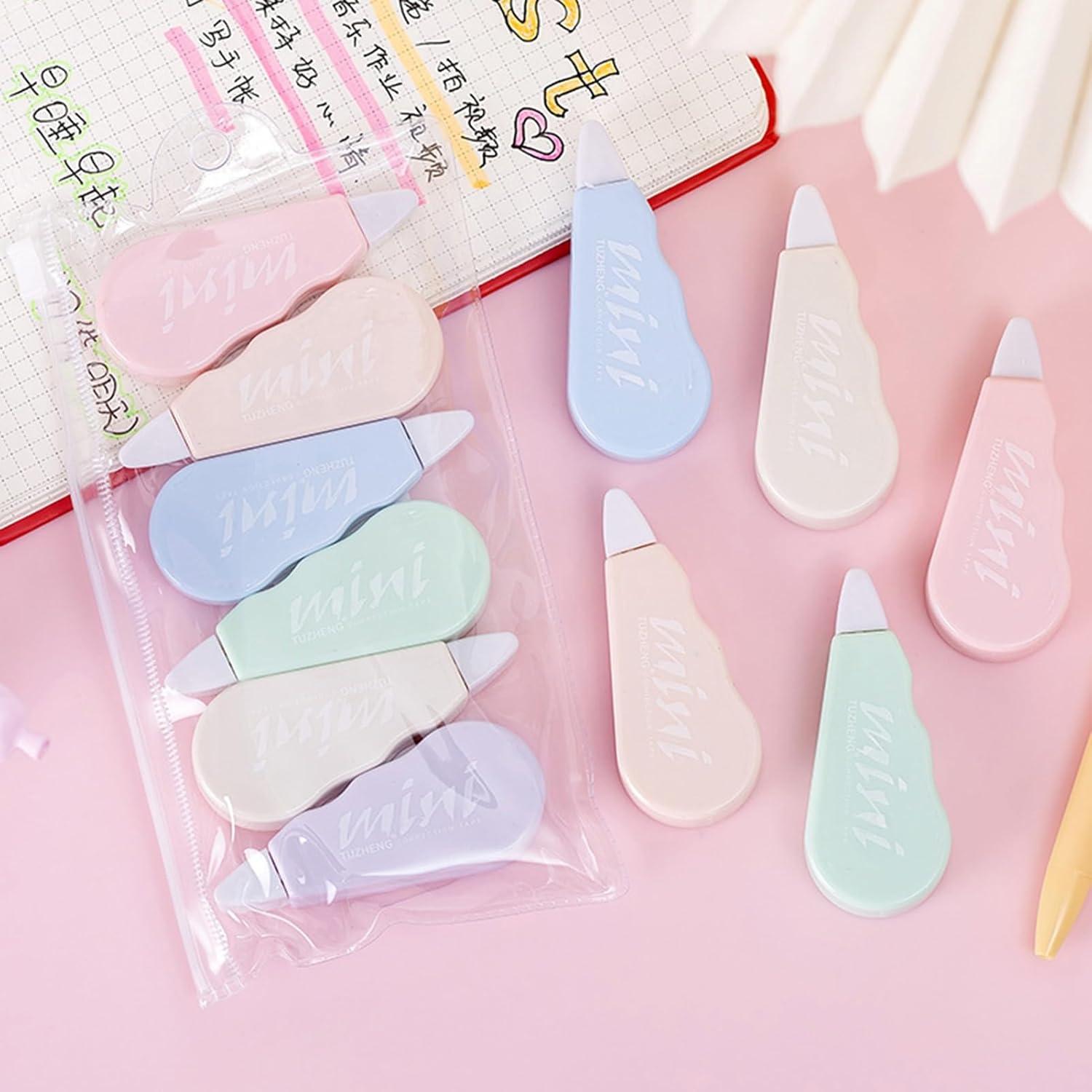 TOLUON 6 Pcs Correction Tape,Mini Sweet Correction Tape,Cute Kawaii Macaron Color Correction Tape,Portable Smooth Gears Easy Coverage Correction Tape, School Office Stationery Supplies Multicolor