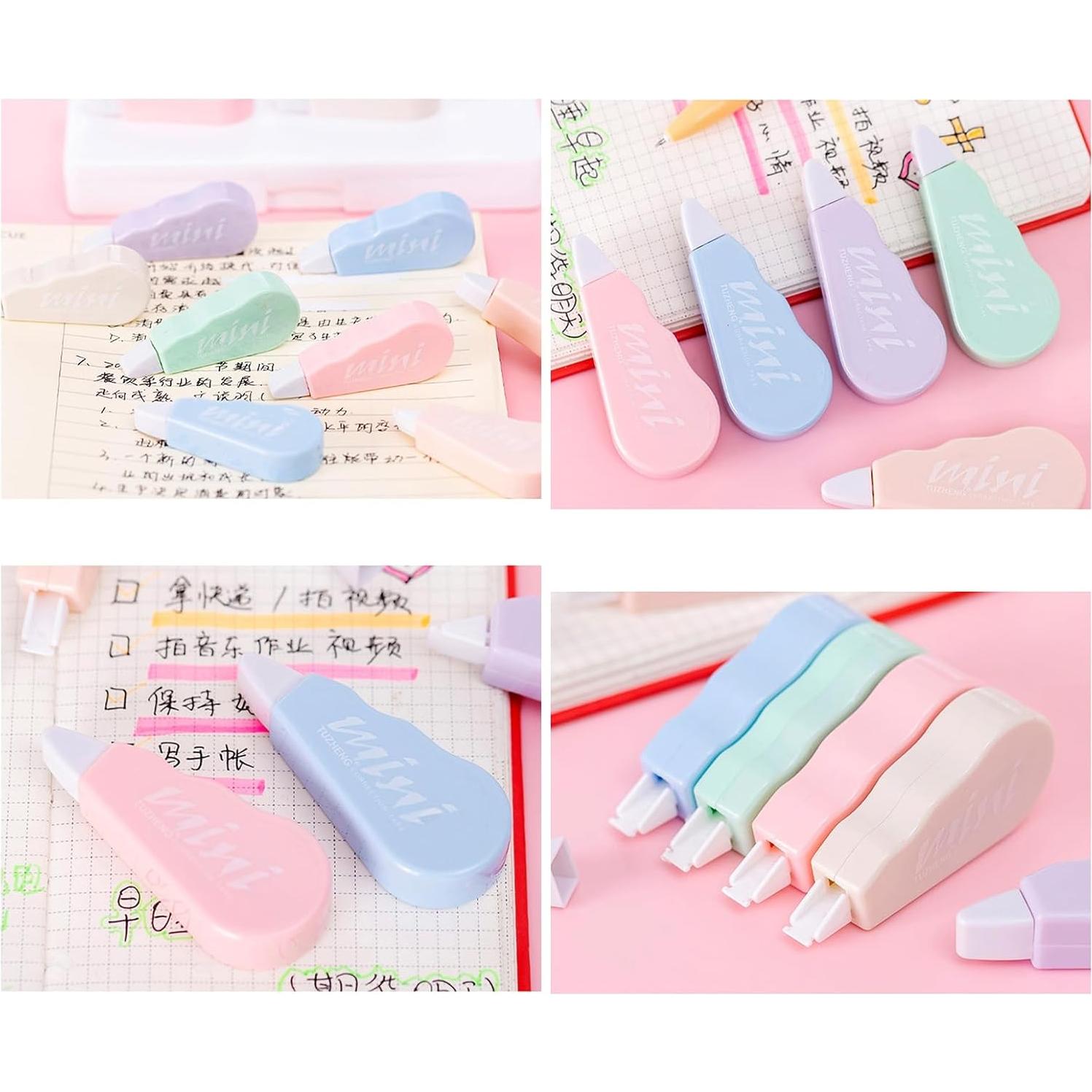 TOLUON 6 Pcs Correction Tape,Mini Sweet Correction Tape,Cute Kawaii Macaron Color Correction Tape,Portable Smooth Gears Easy Coverage Correction Tape, School Office Stationery Supplies Multicolor
