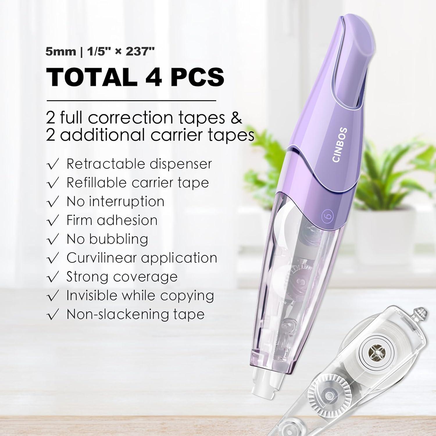 Cinta Correctora Retráctil Recargable CINBOS CS-26 Blanca 4 PCS