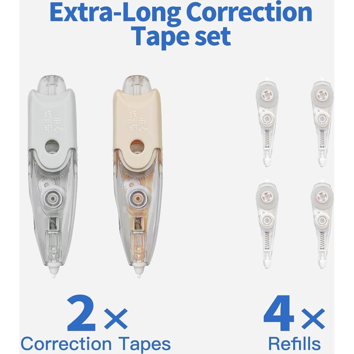 Cinta Correctora Retráctil Btwescola 2PCS con 4 Rellenos