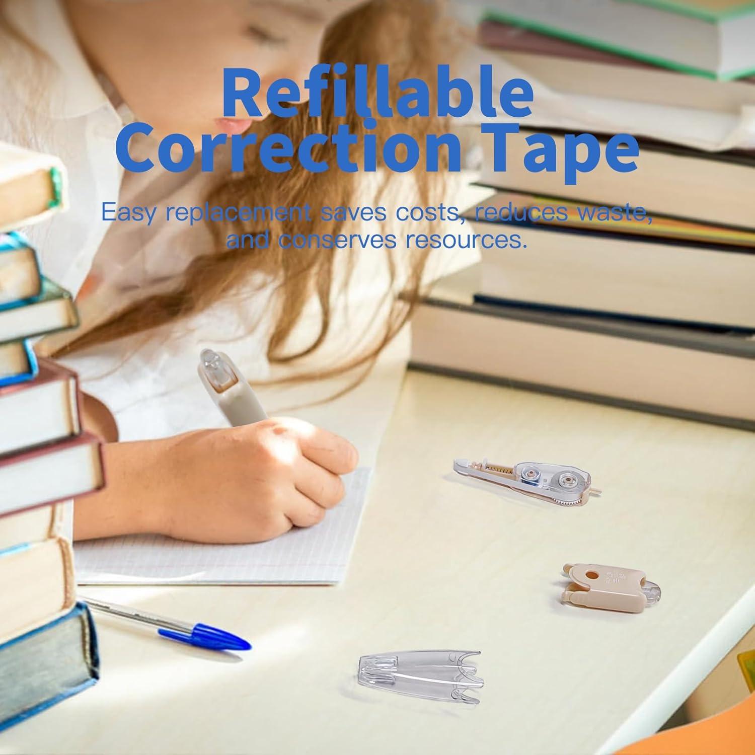 Cinta Correctora Retráctil Btwescola 2PCS con 4 Rellenos