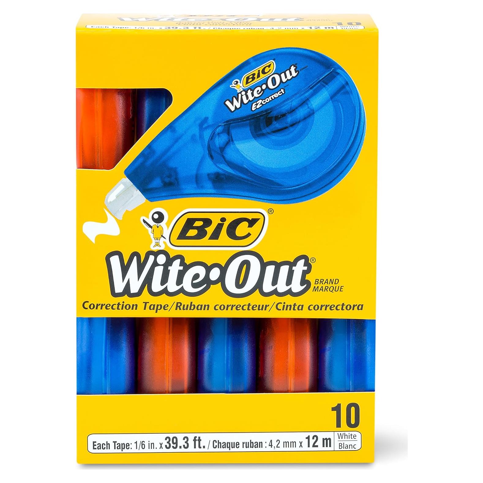 Cinta Correctora BIC Wite-Out EZ Correct, Paquete de 10 Unidades