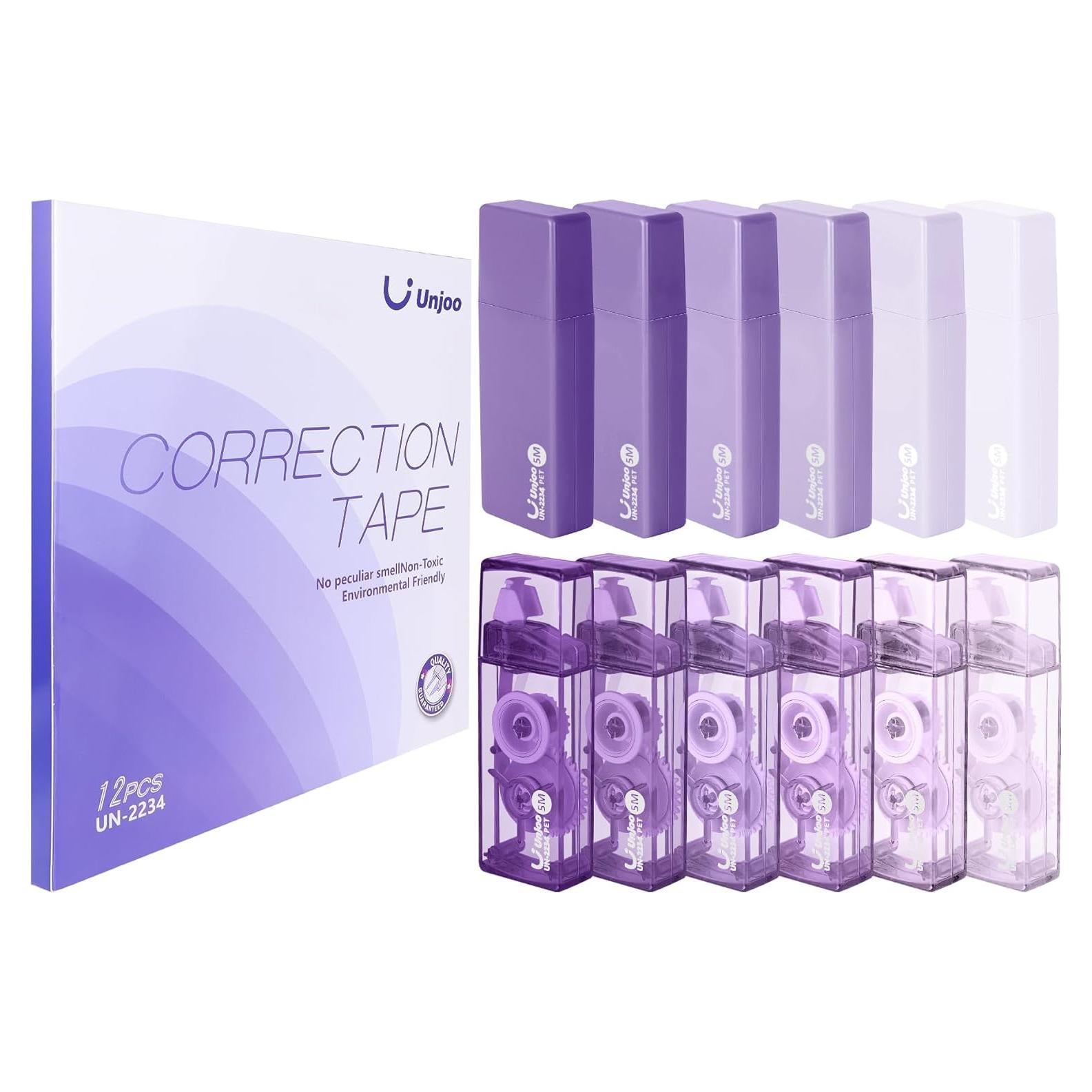 Cinta Correctora Blanca Unjoo 12 Piezas 5M Fácil Uso