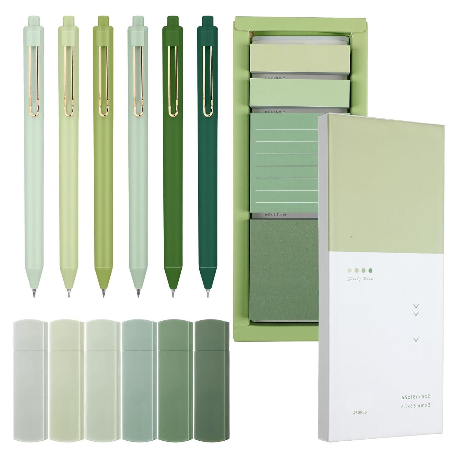 Juego de Papelería Verde Resurhang con 6 Bolígrafos y Notas