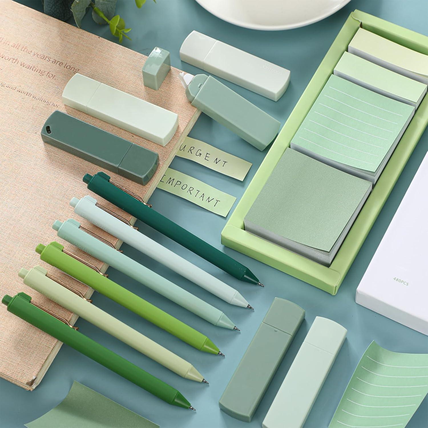 Juego de Papelería Verde Resurhang con 6 Bolígrafos y Notas