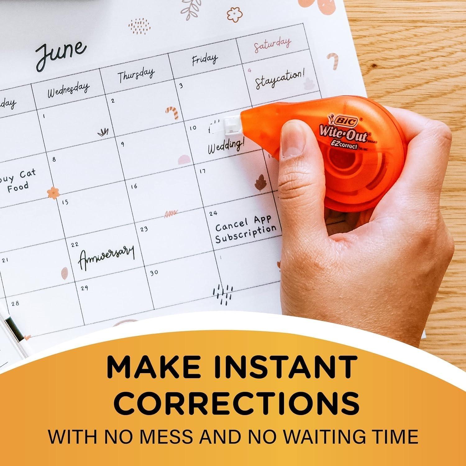 Cinta Correctora BIC Wite-Out - Paquete de 7 Unidades - 39.3 Pies