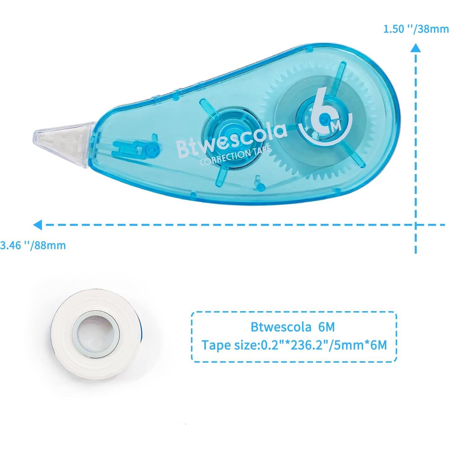 Cinta Correctora Btwescola 6 Piezas 6m Azul Fina