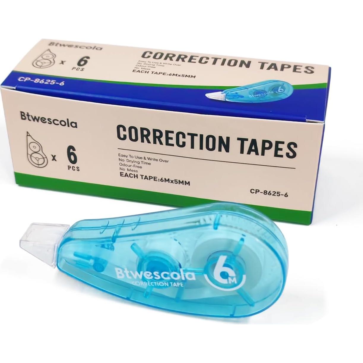 Cinta Correctora Btwescola 6 Piezas 6m Azul Fina
