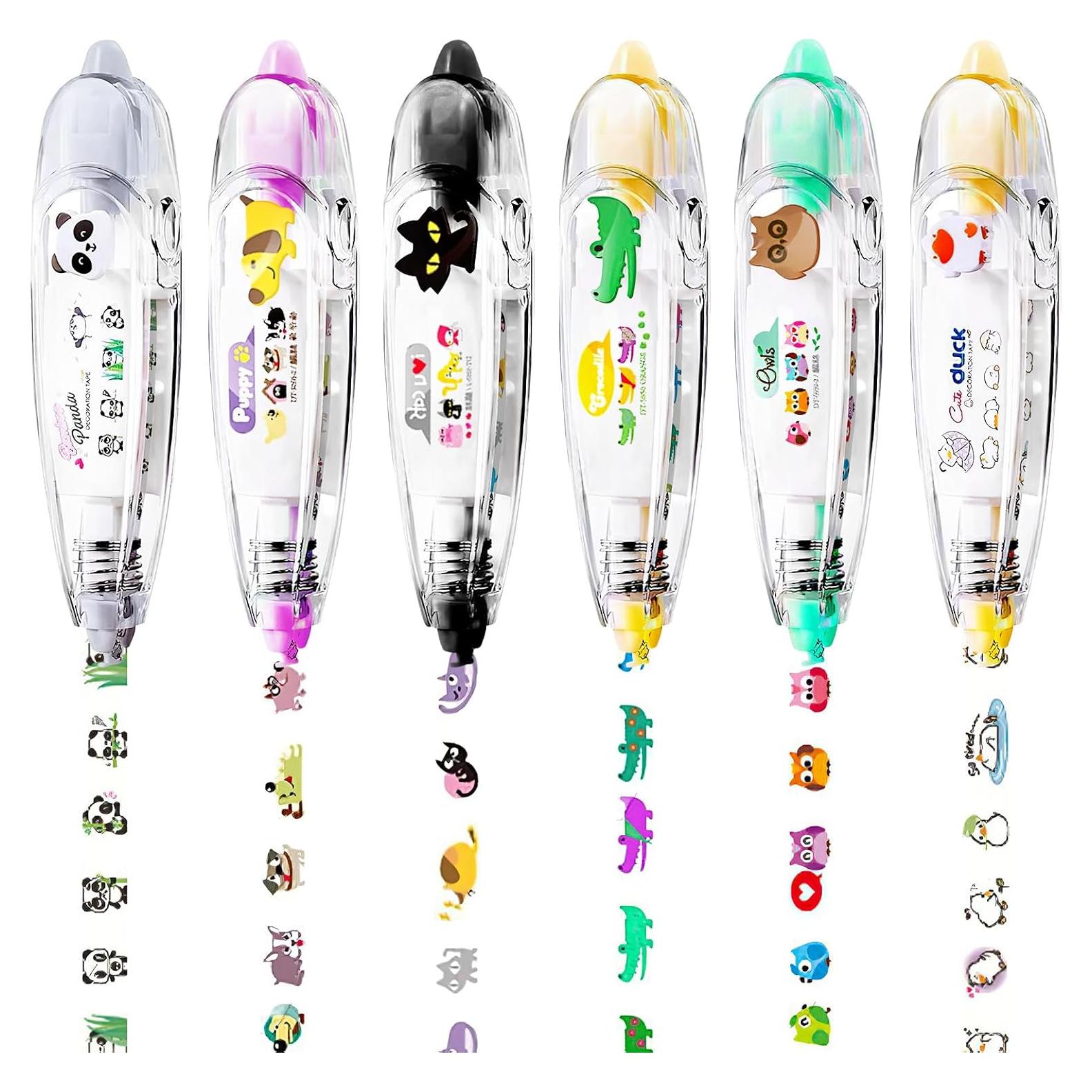 Set de 6 Bolígrafos Decorativos Rytopt con Cinta de Corrección