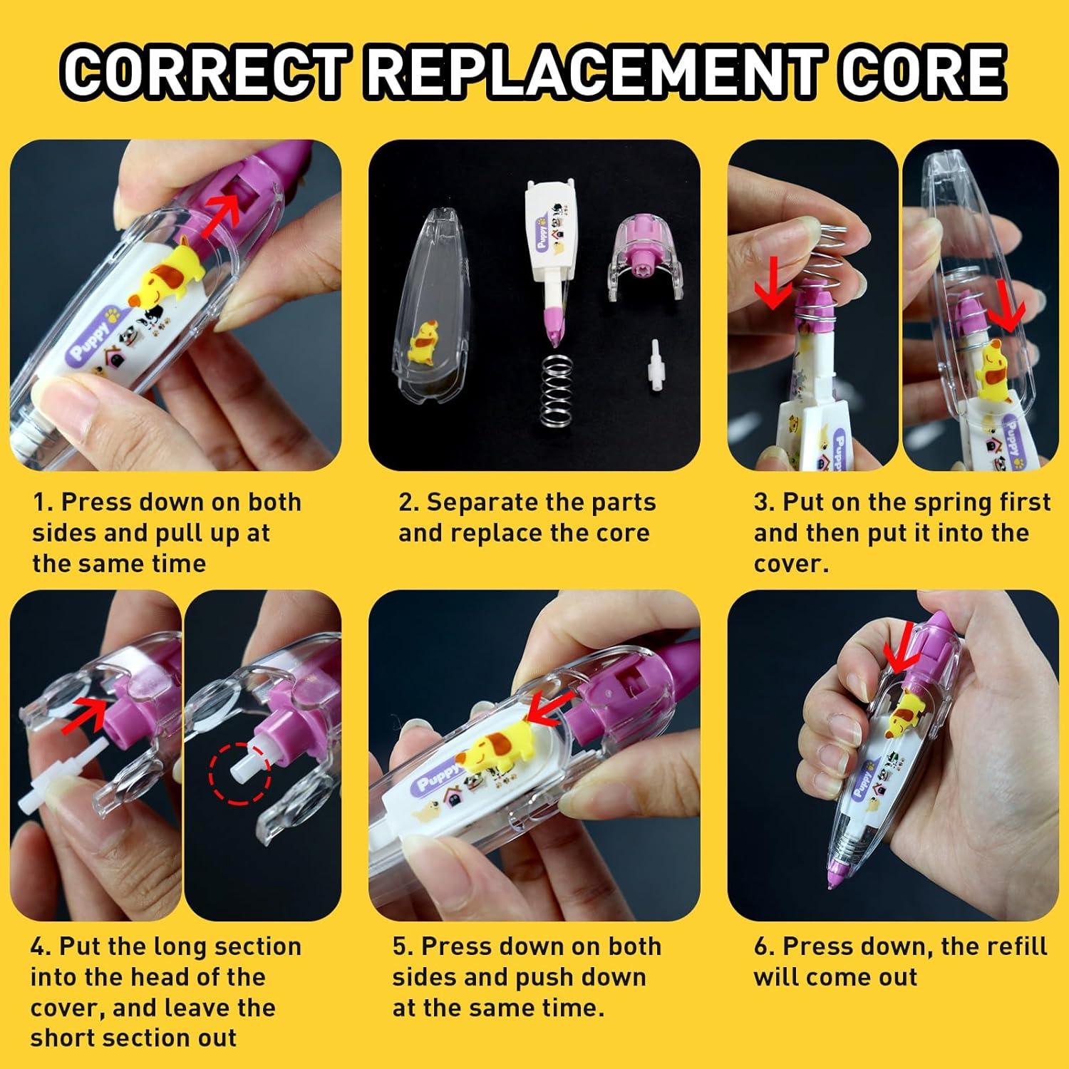 Set de 6 Bolígrafos Decorativos Rytopt con Cinta de Corrección