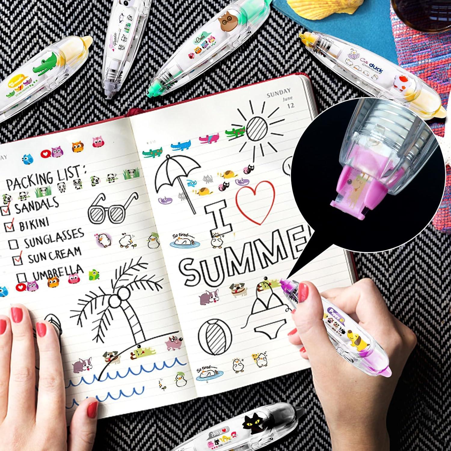 Set de 6 Bolígrafos Decorativos Rytopt con Cinta de Corrección