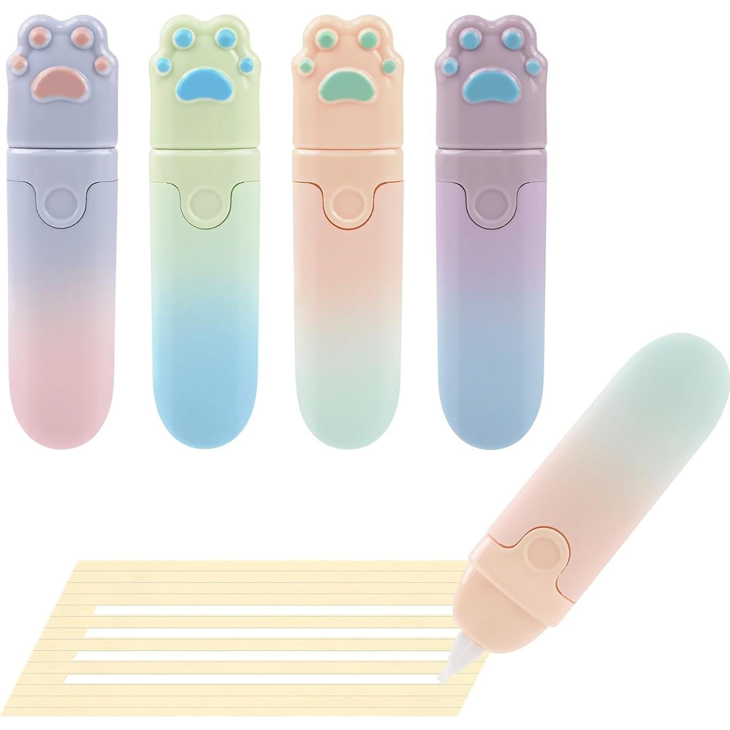 Set de 4 Cintas Correctoras Retráctiles Temiary 5mm Blanco