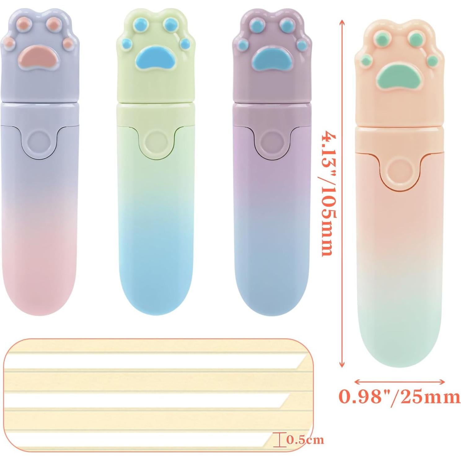 Set de 4 Cintas Correctoras Retráctiles Temiary 5mm Blanco