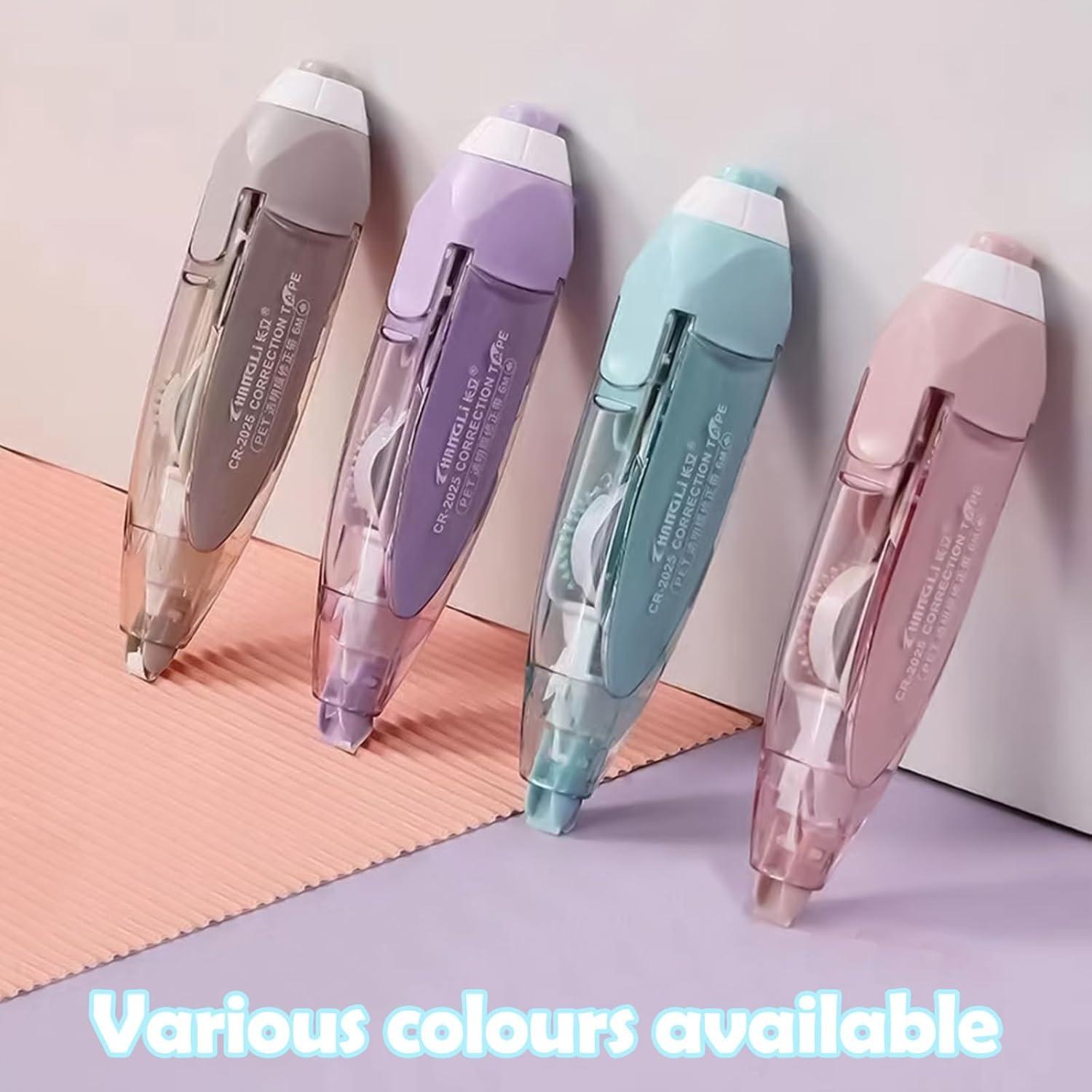 Cinta Correctora Retráctil Zisqerts 4Pcs 5mm x 6m Colores