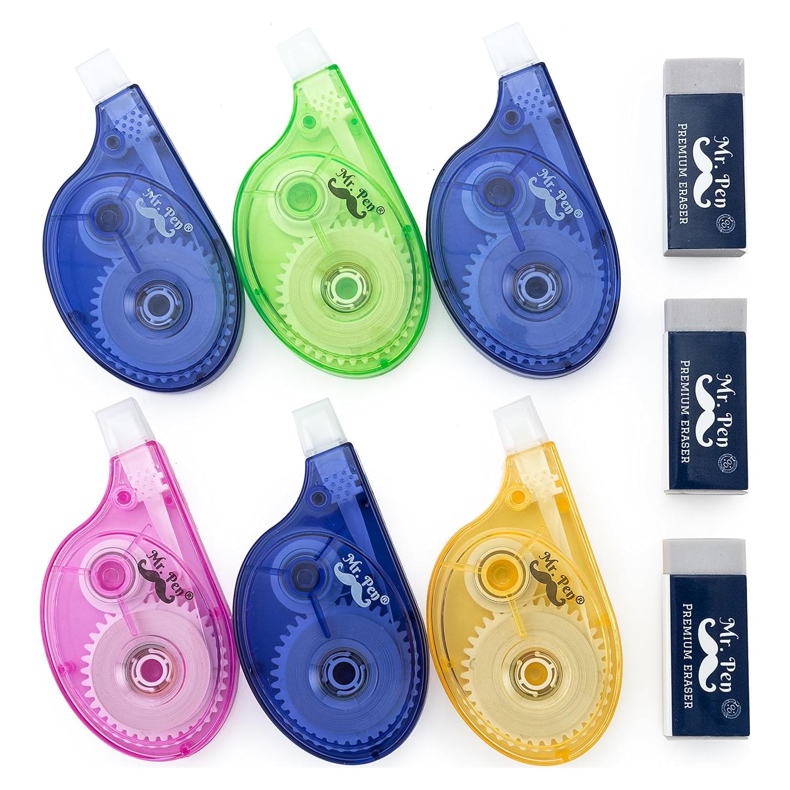 Set de Corrección 9 Piezas Mr. Pen - 6 Cintas 10 m y 3 Gomas