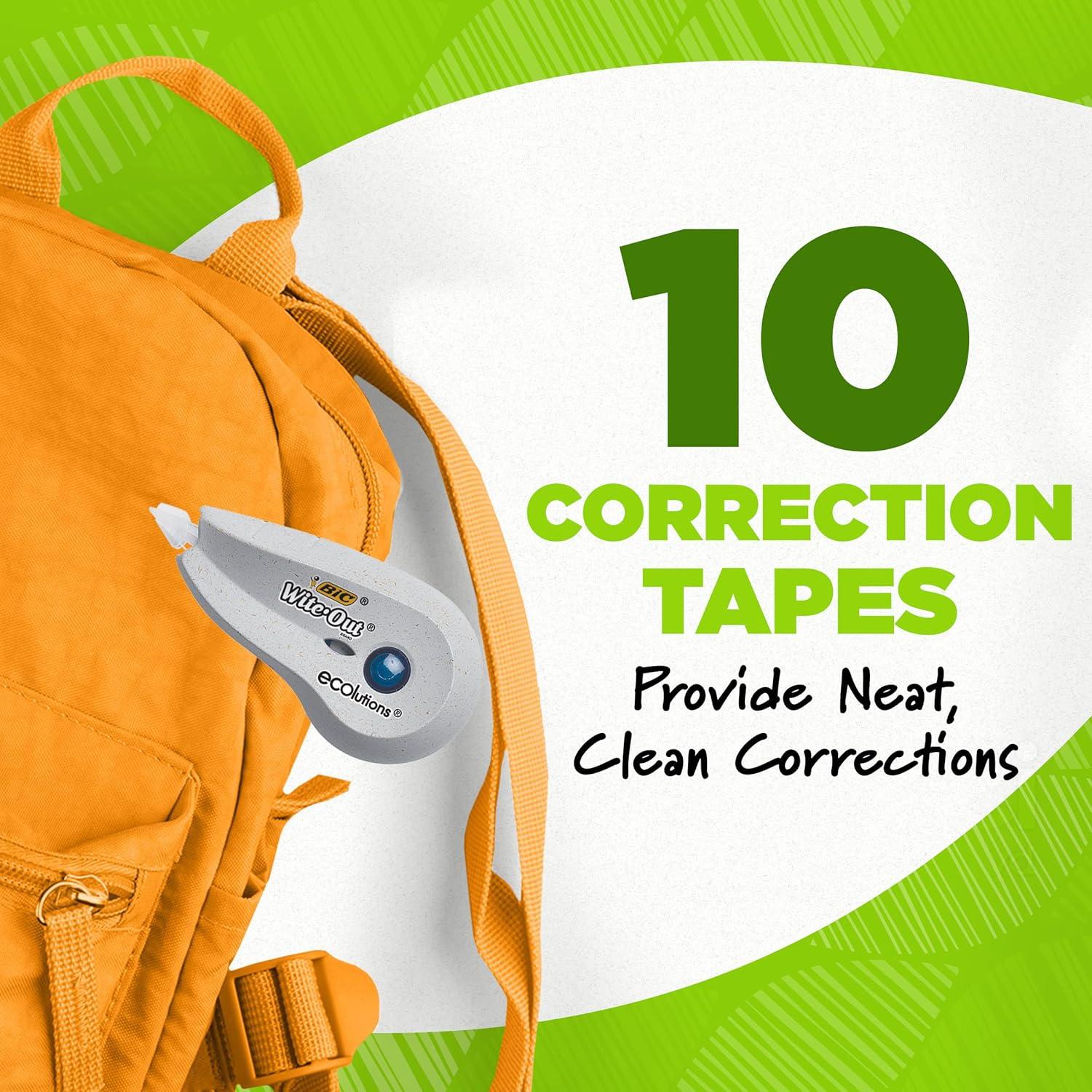 Cinta Correctora BIC Ecolutions Wite-Out, Paquete de 10, 6.04m