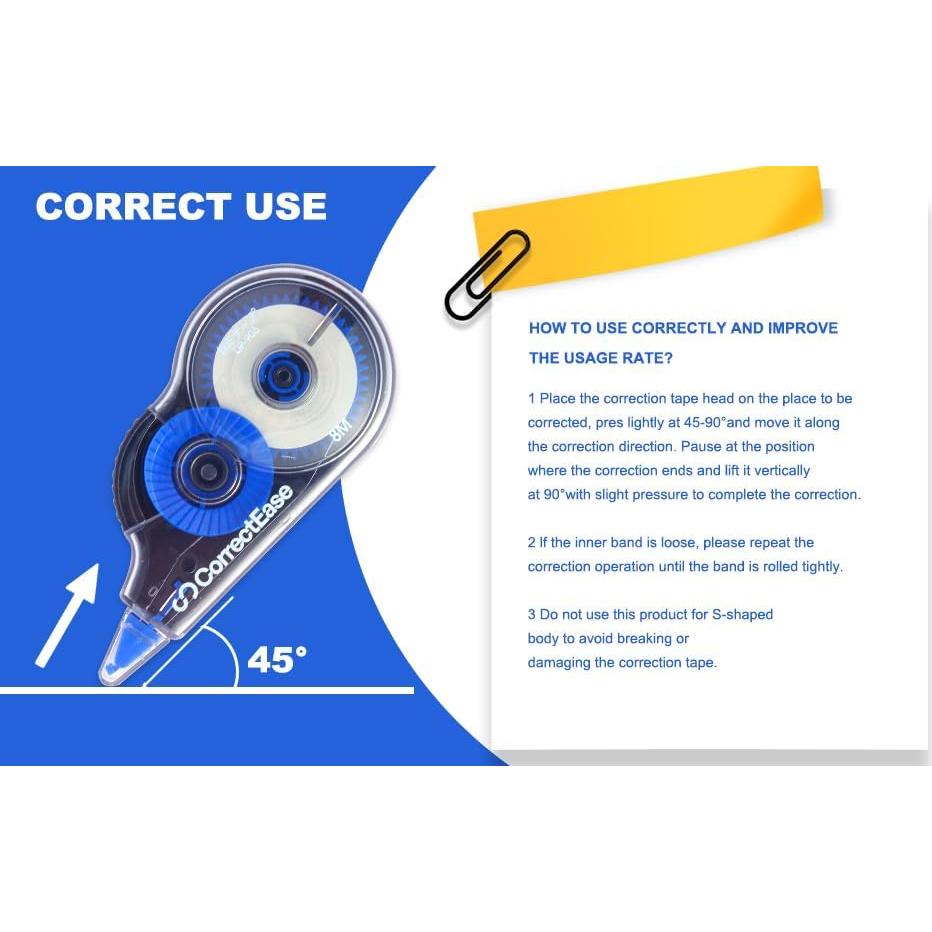 Cinta Correctora CorrectEase 14 Piezas 8M Azul Ergonómica