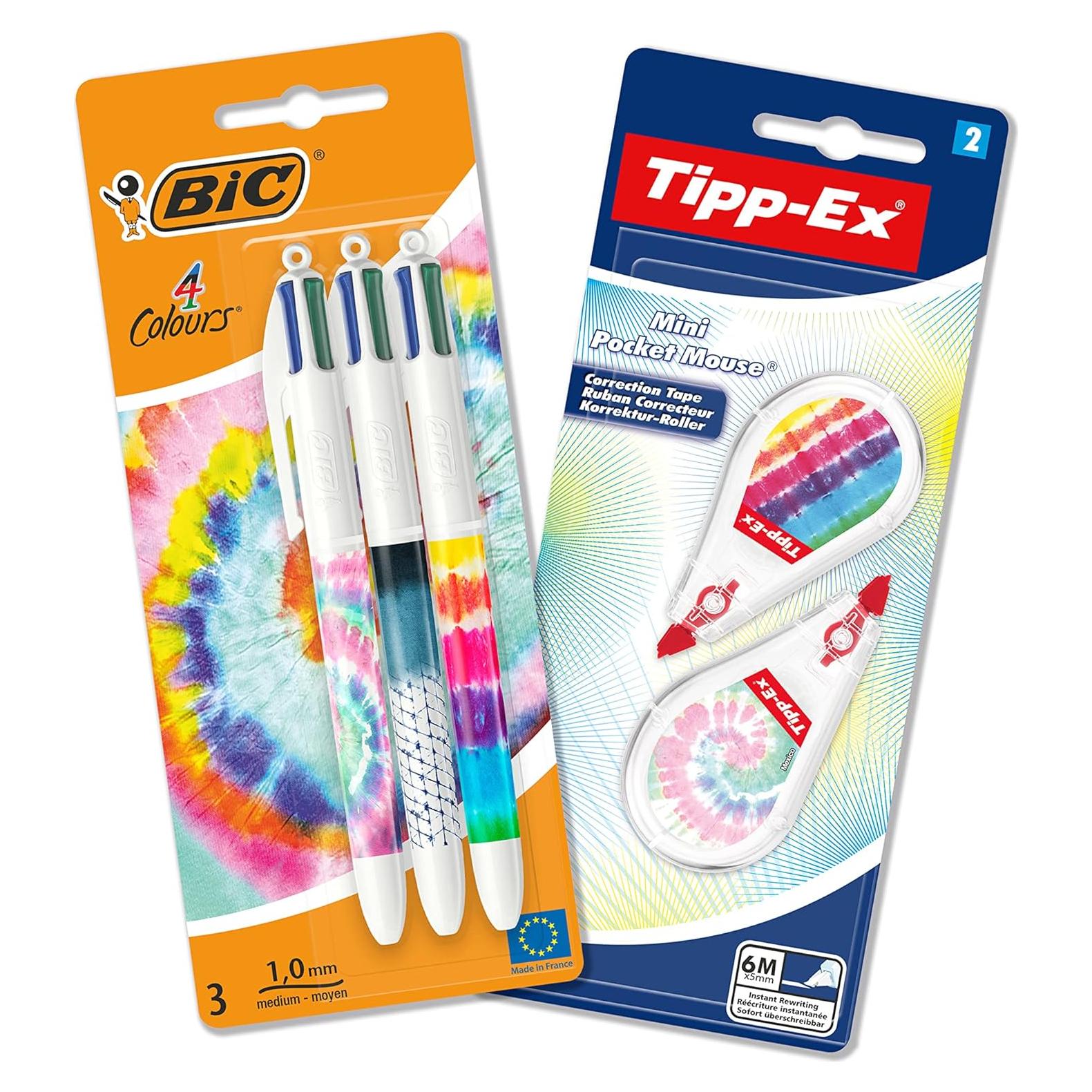 Conjunto de Escritorio BIC Tie Dye 5 Piezas Bolígrafos y Correctores