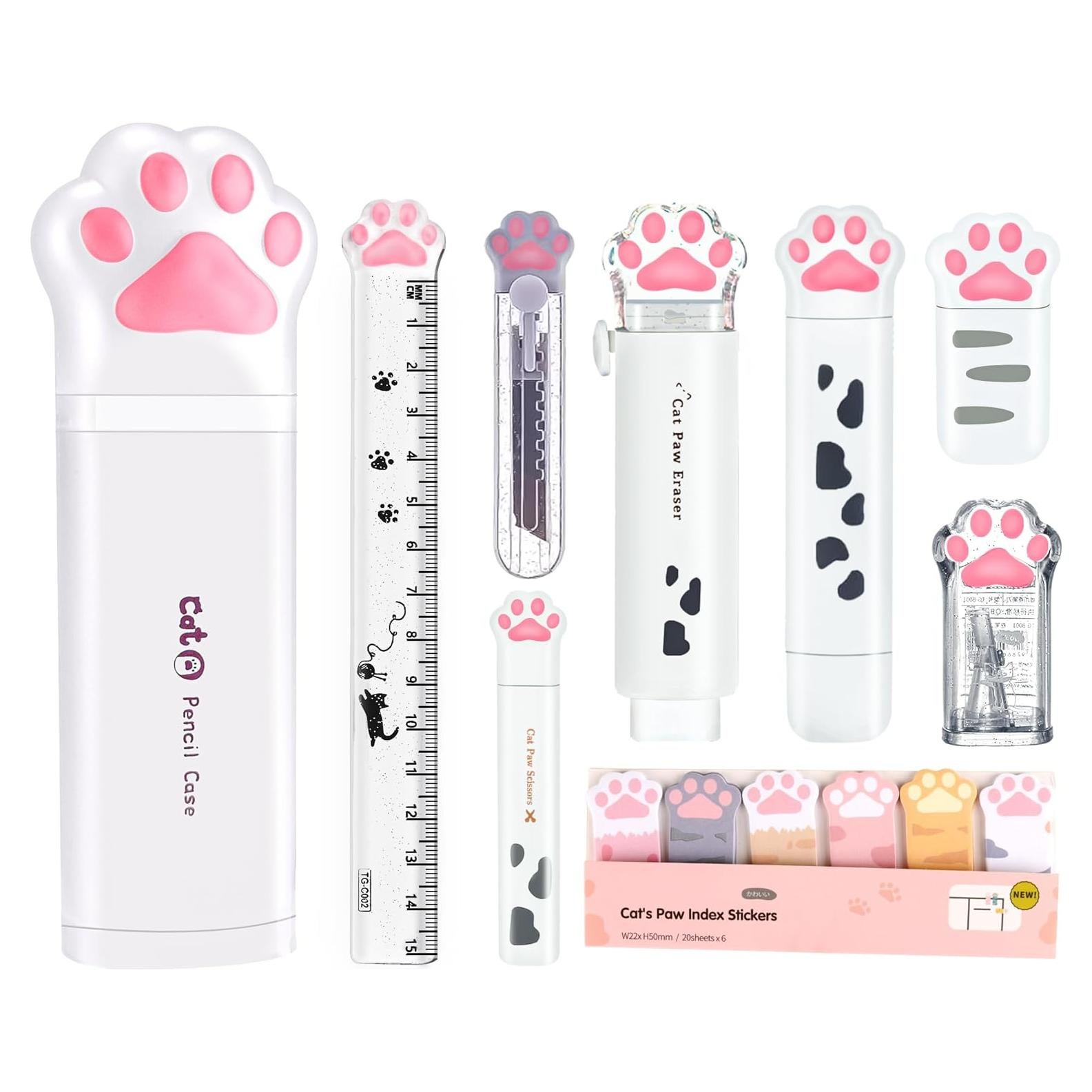 Set de Papelería Kawaii Daphilly - Pata de Gato Blanco