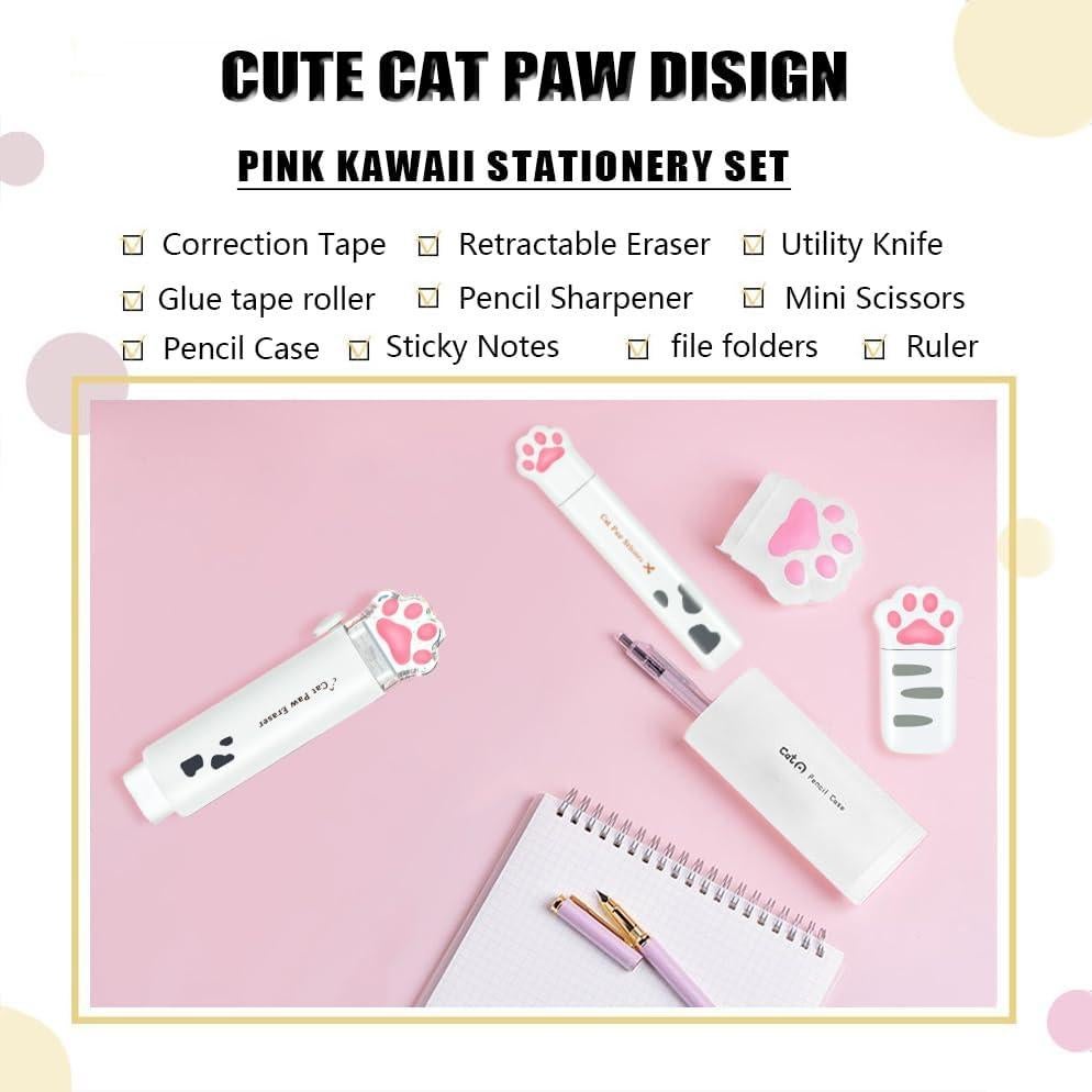 Set de Papelería Kawaii Daphilly - Pata de Gato Blanco
