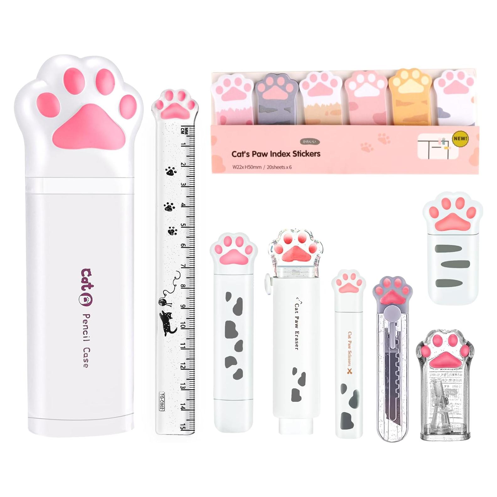 Set de Papelería Kawaii BITOSEE - 9 Piezas en Forma de Pata de Gato