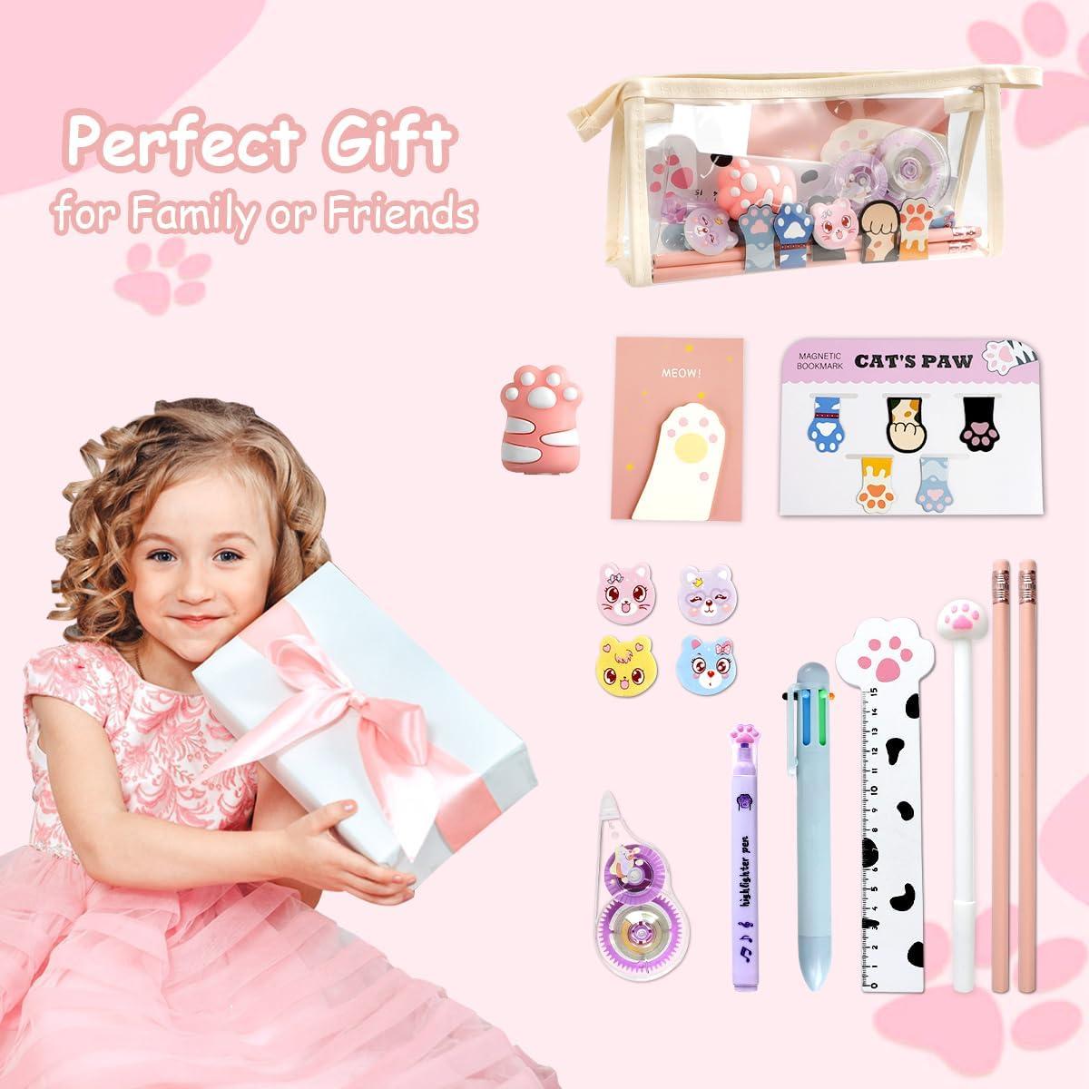 Conjunto de Papelería Kawaii DIBALIYI 19 Piezas Gato