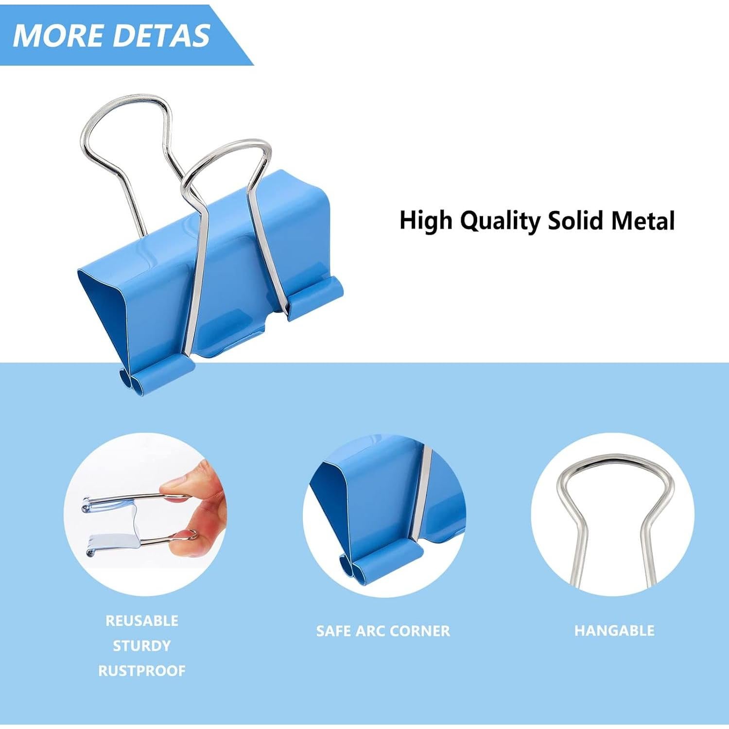 Clips de Carpeta Grandes FXJHUDH - 24 Piezas, 4 cm, Metal