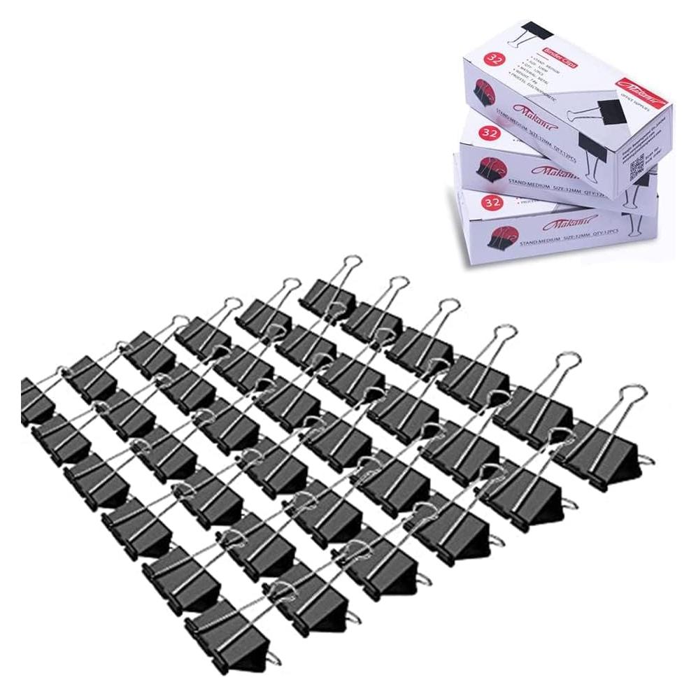 Clip de Binder Mediano Makanu Negro 36 Pcs 3.18 cm