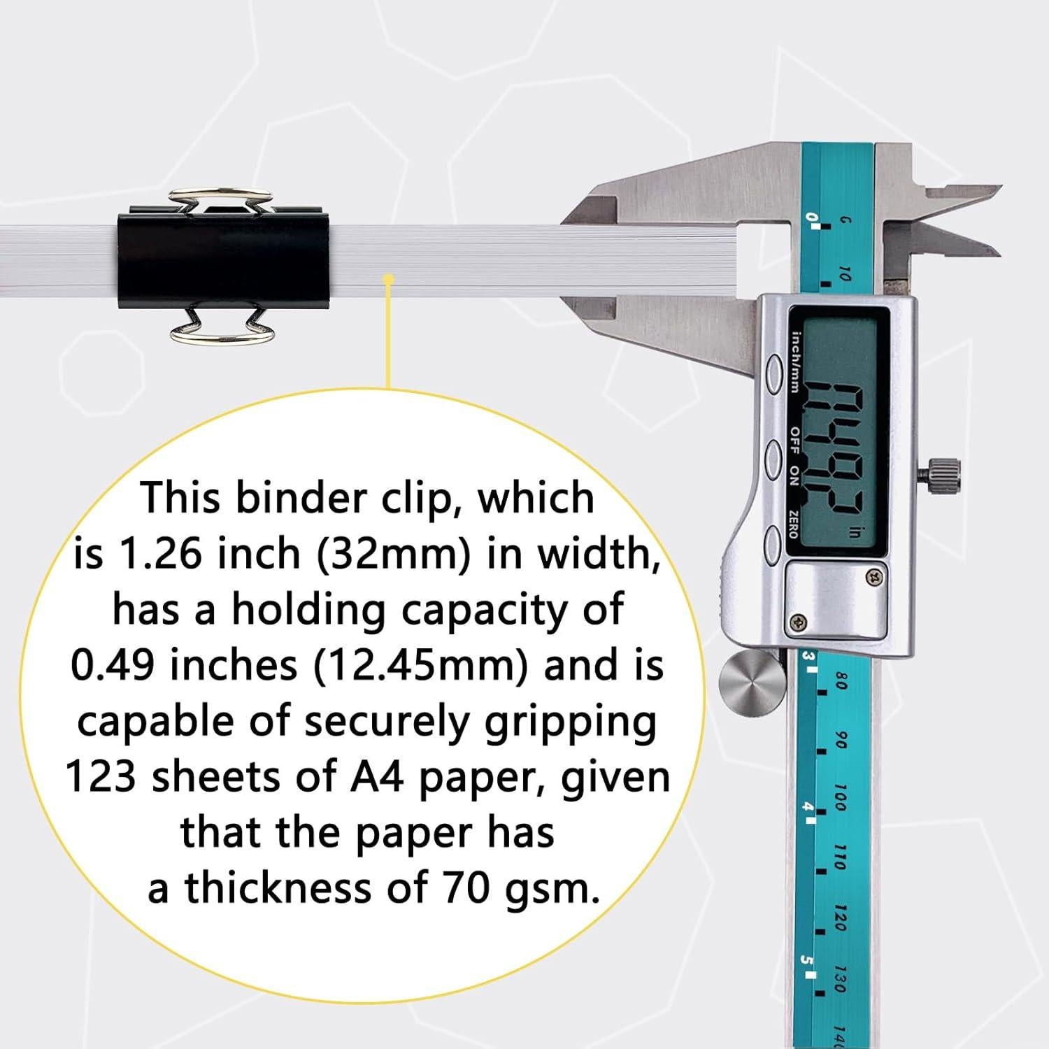 40 Clips de Carpeta Medianos Ykimok 32mm Acero Templado Negro