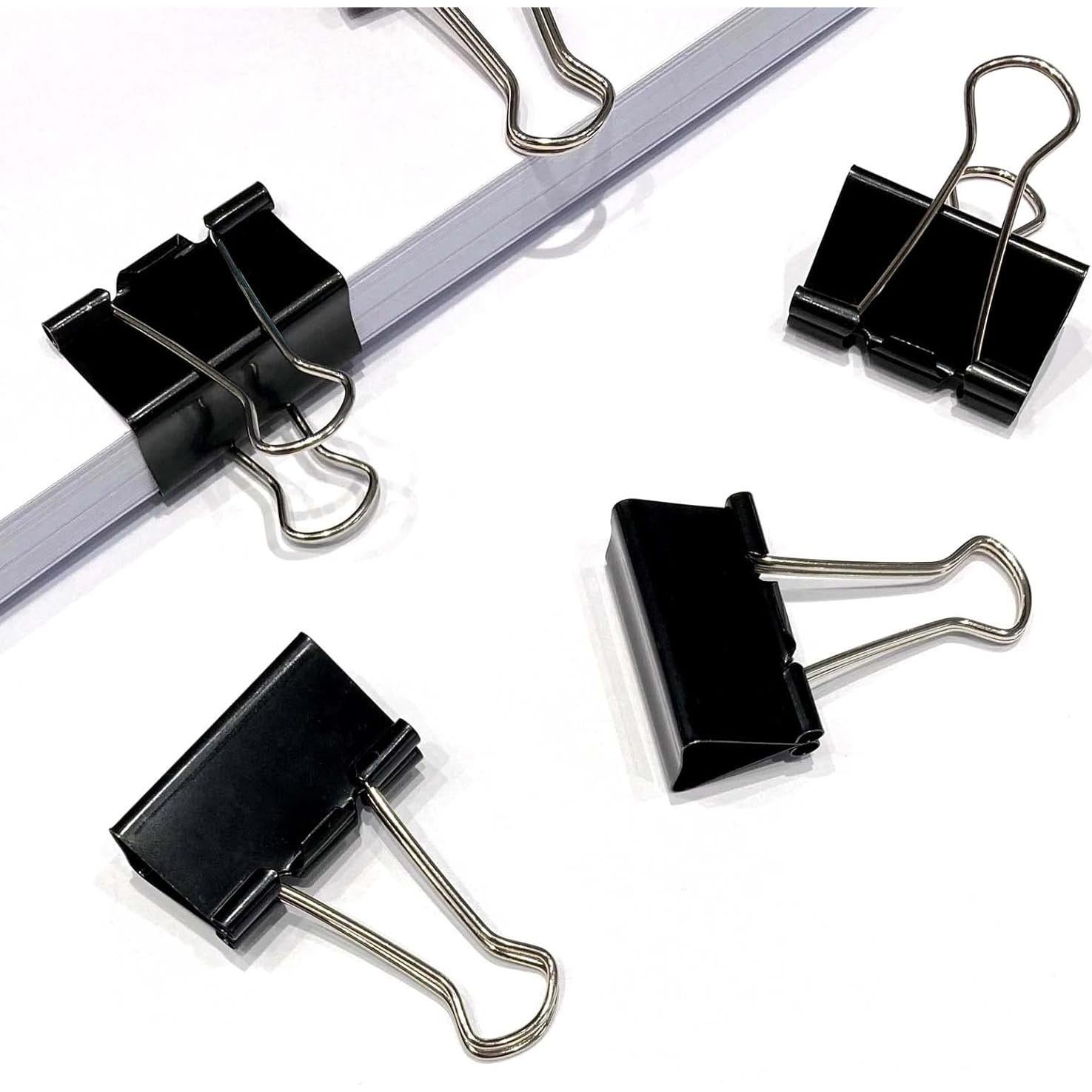 40 Clips de Carpeta Medianos Ykimok 32mm Acero Templado Negro