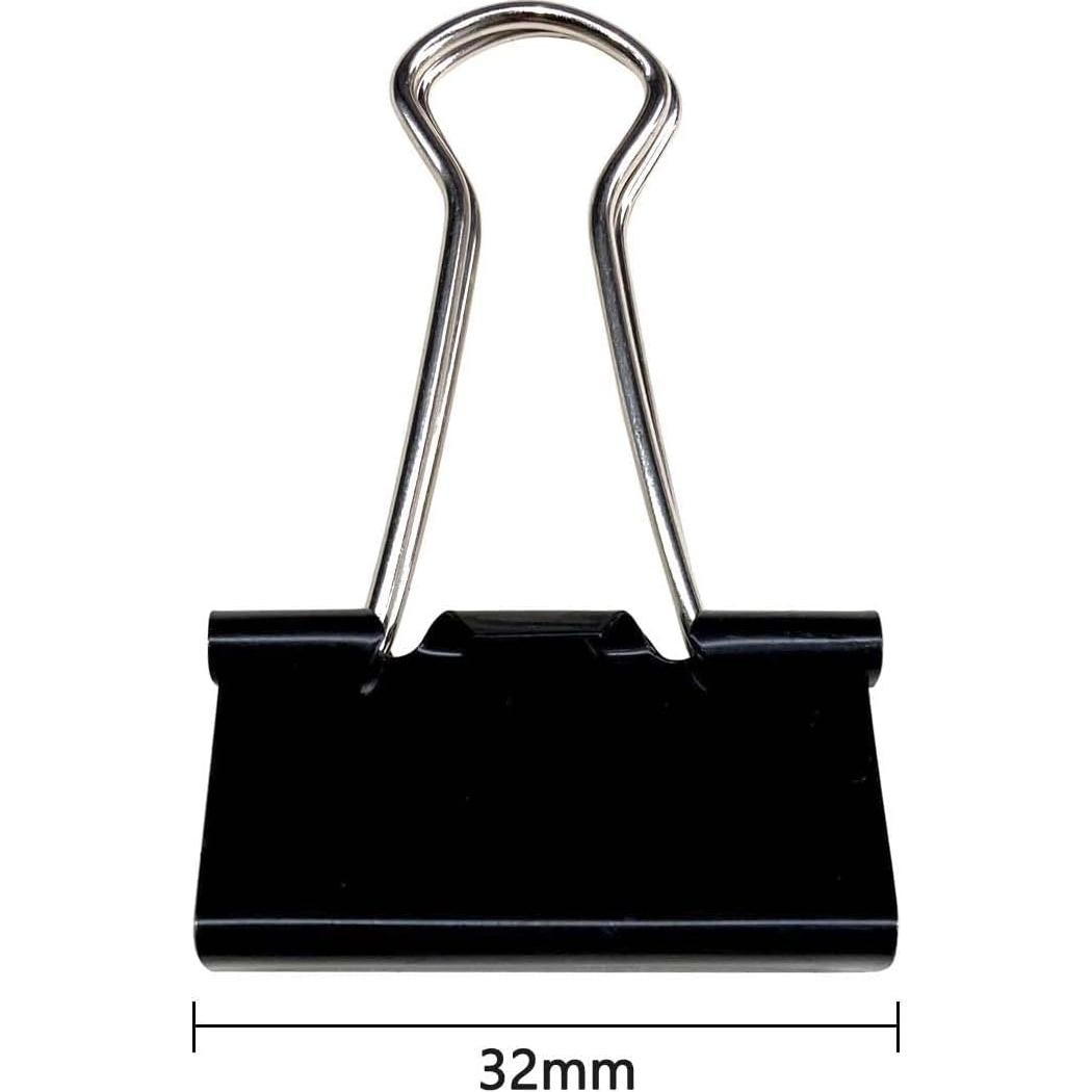 40 Clips de Carpeta Medianos Ykimok 32mm Acero Templado Negro
