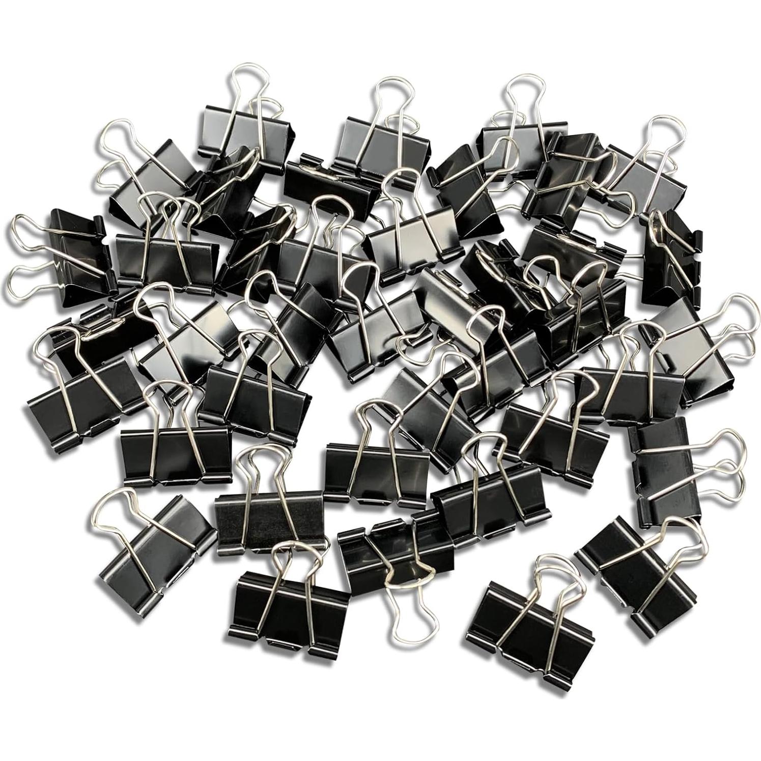 40 Clips de Carpeta Medianos Ykimok 32mm Acero Templado Negro