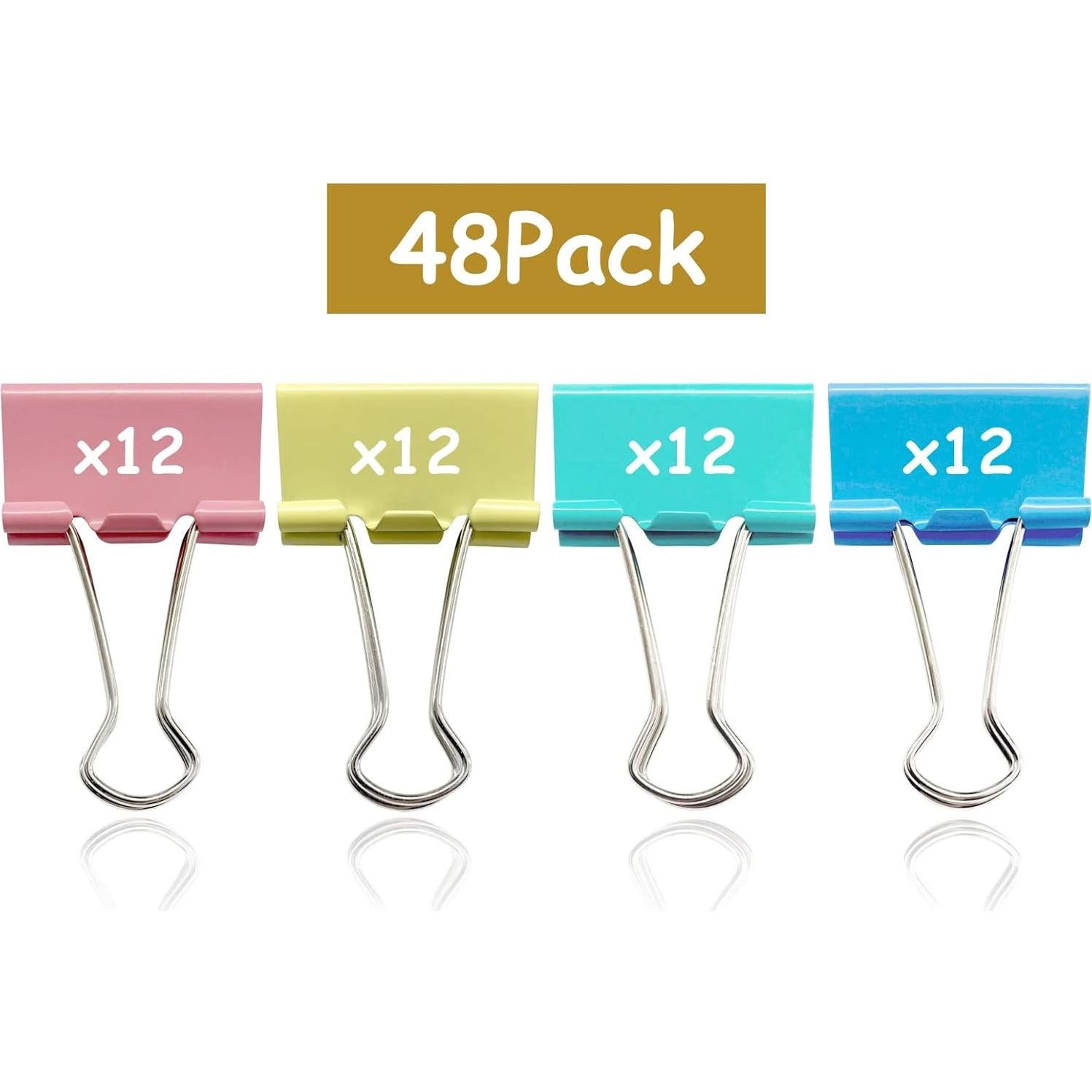 48 Clips de Carpeta Medianos Ykimok 32mm Colores Vibrantes