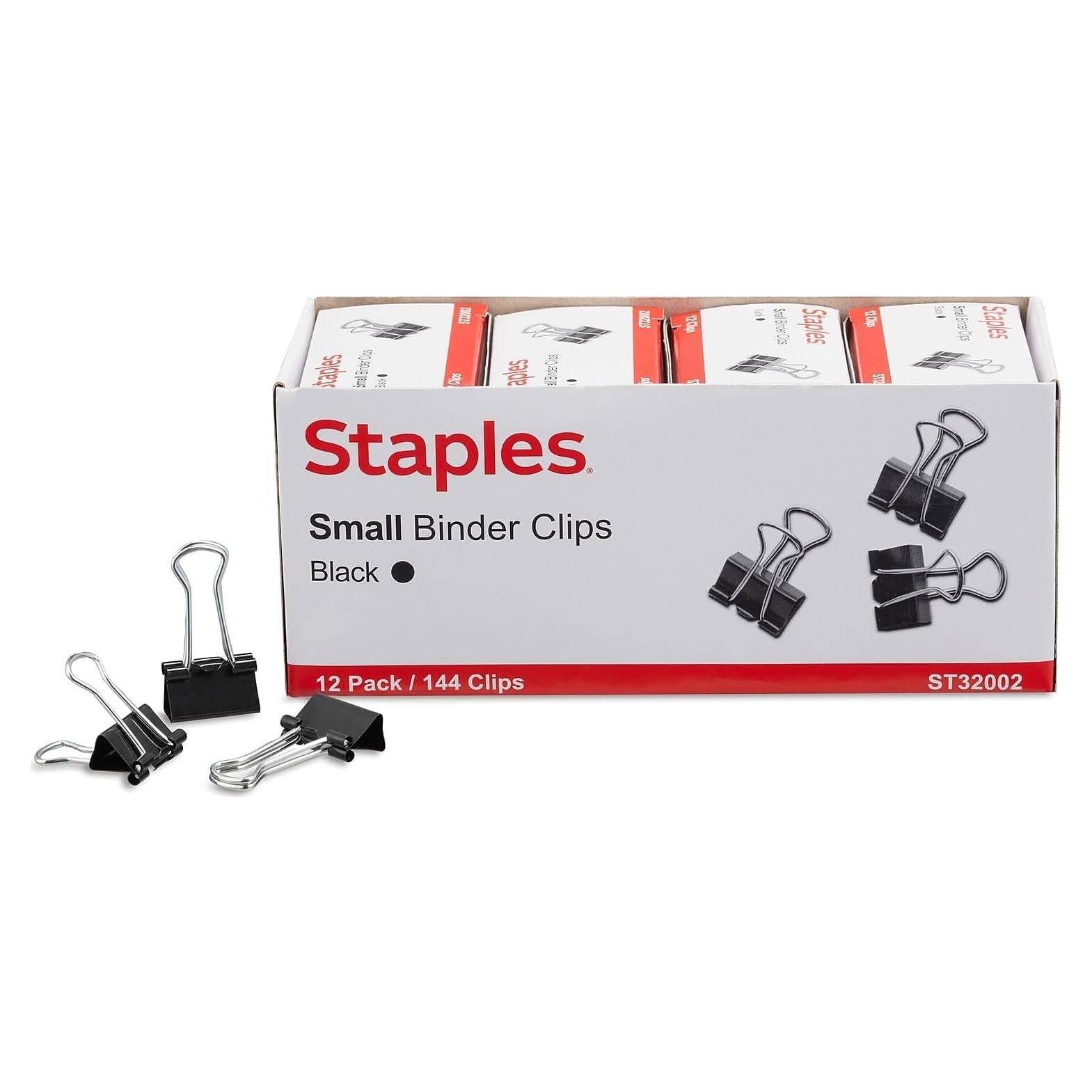 Grapas de papel Staples 9.5 mm negras, paquete de 144 unidades
