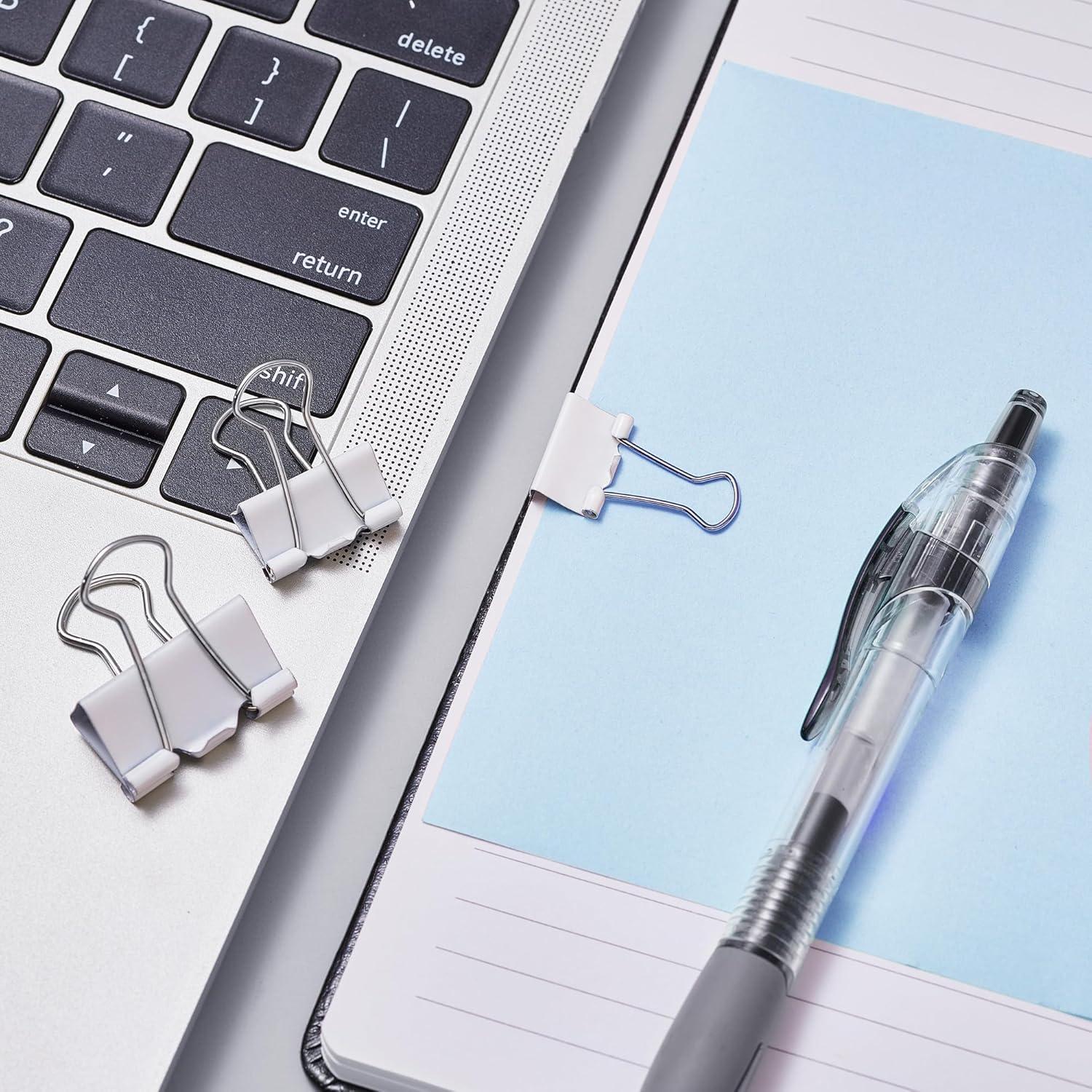 Juego de Clips de Carpeta NEEWAY Blancos 100 Piezas Tamaños Mixtos