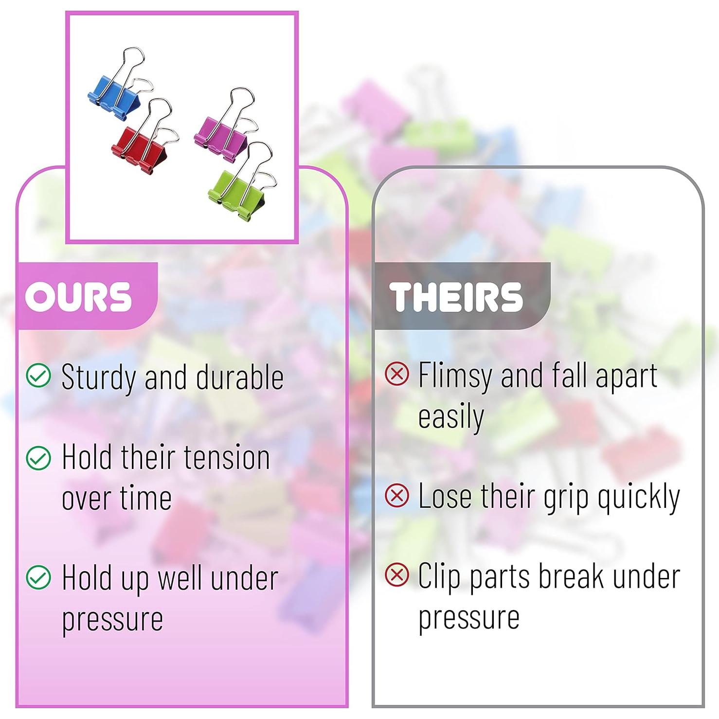 Clips de Carpeta Coloridos Mr. Pen - 1.9 cm, Paquete de 100