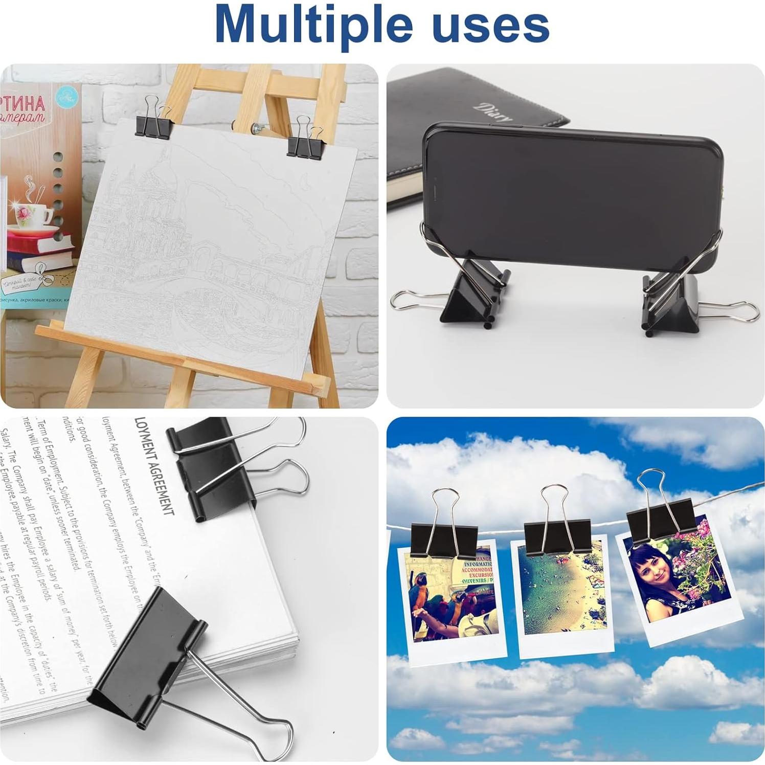 Clips de Carpeta Grandes Baxrou 41mm Negro 48 Piezas