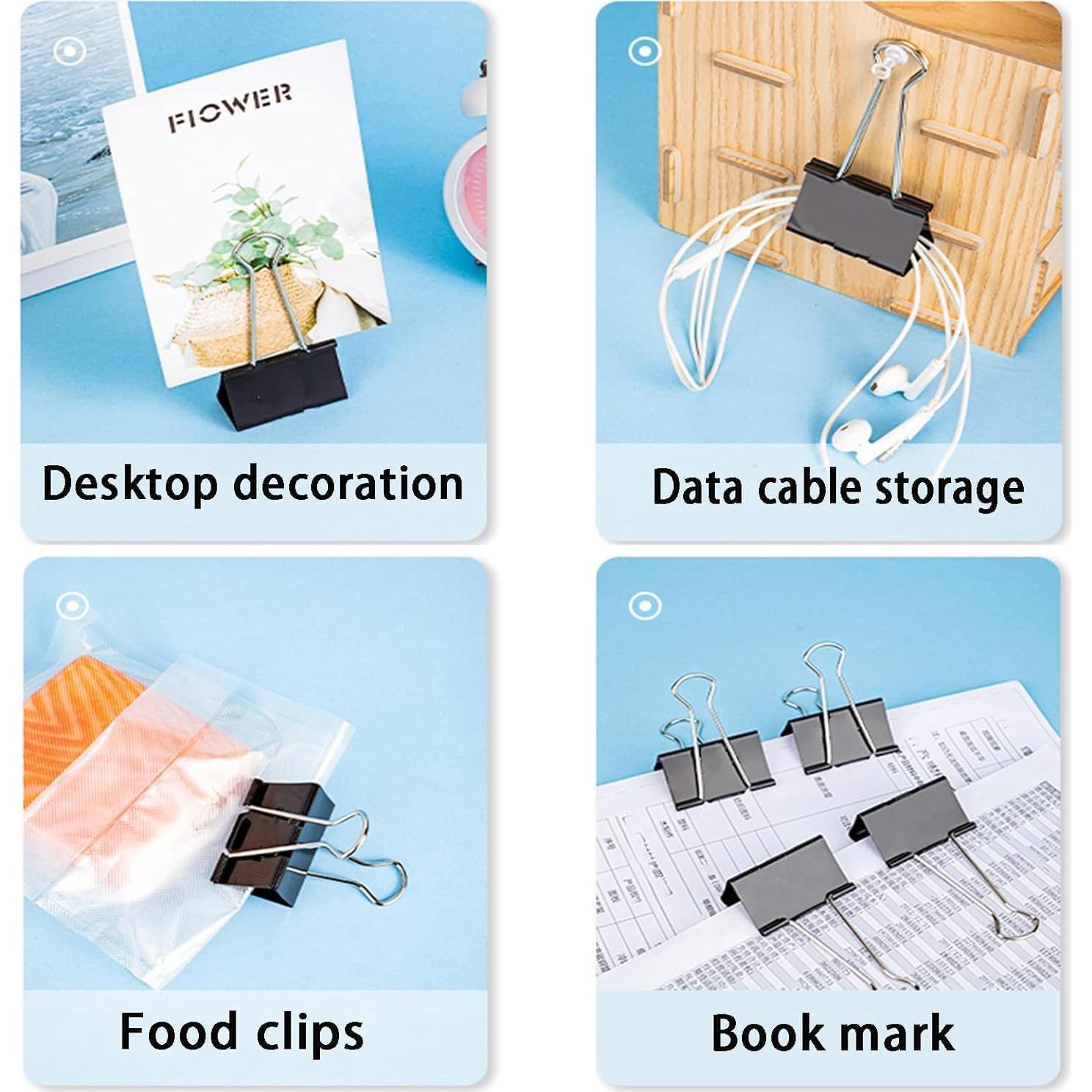 Clips de Carpeta Grandes Baxrou 41mm Negro 48 Piezas