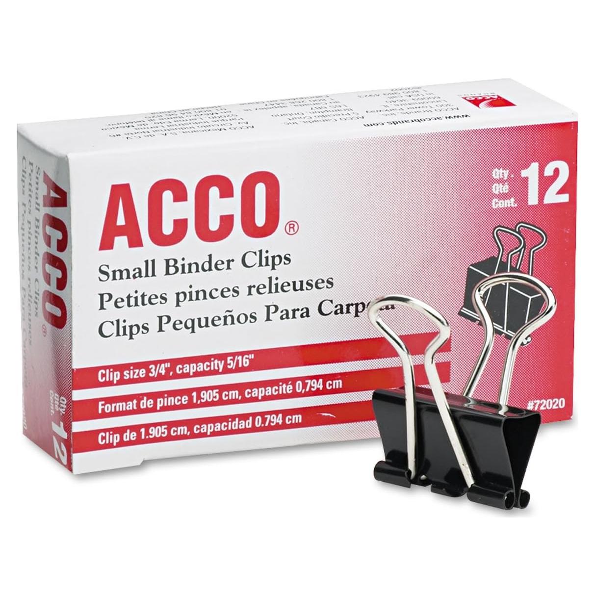Clip de Carpeta ACCO 8 mm, Alambre de Acero, 12 Piezas