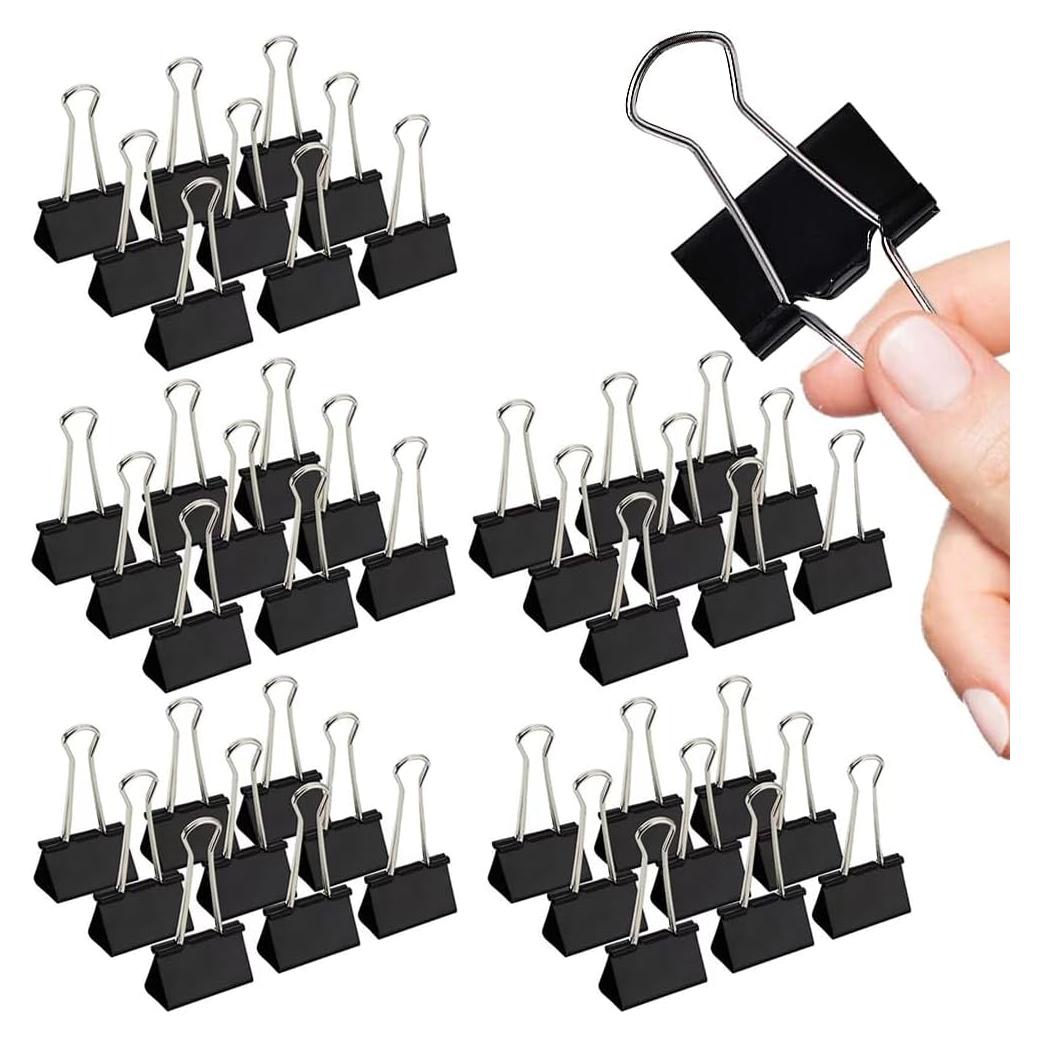 Clips de carpeta Honsing 32mm, paquete de 144, metal negro