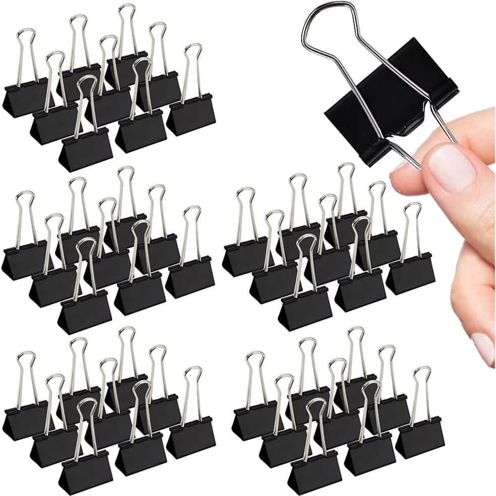 Clips de carpeta Honsing 32mm, paquete de 144, metal negro