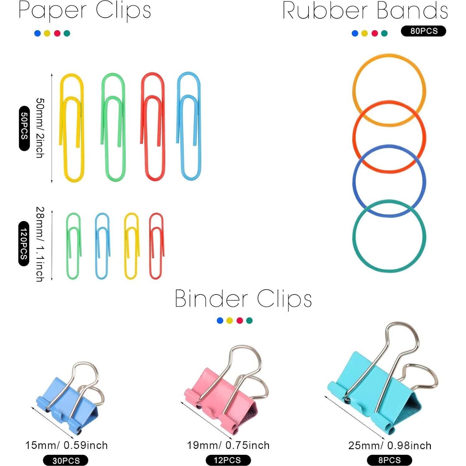 Set de Oficina Joyberg 300 Pcs Clips y Bandas de Goma