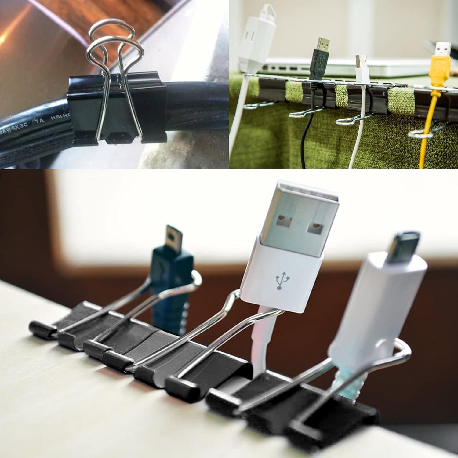 130 Clips de Carpeta Pequeños DANRONG 19mm Negro Duraderos