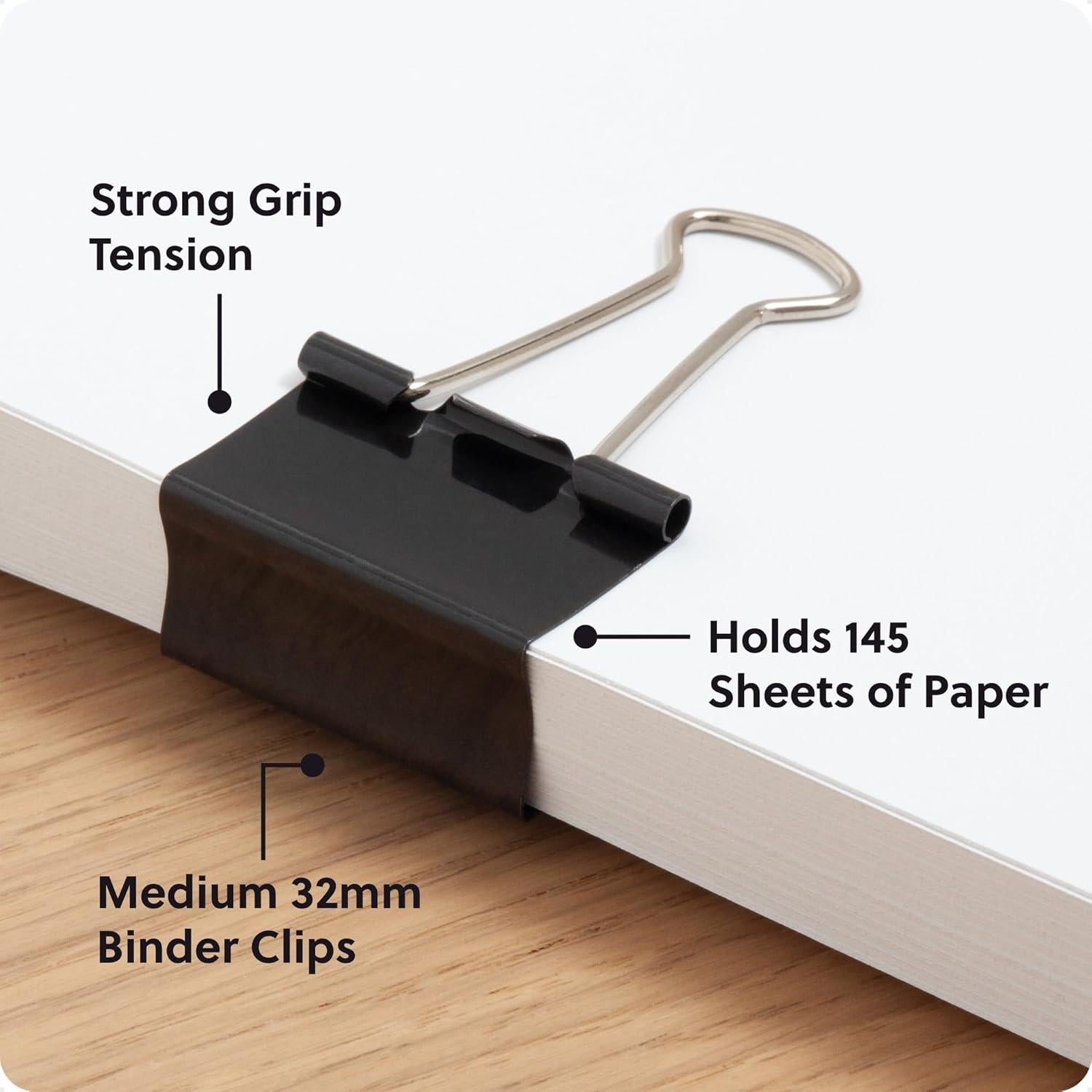 Clips de Carpeta Medianos U Brands 32mm 96 Piezas Acero