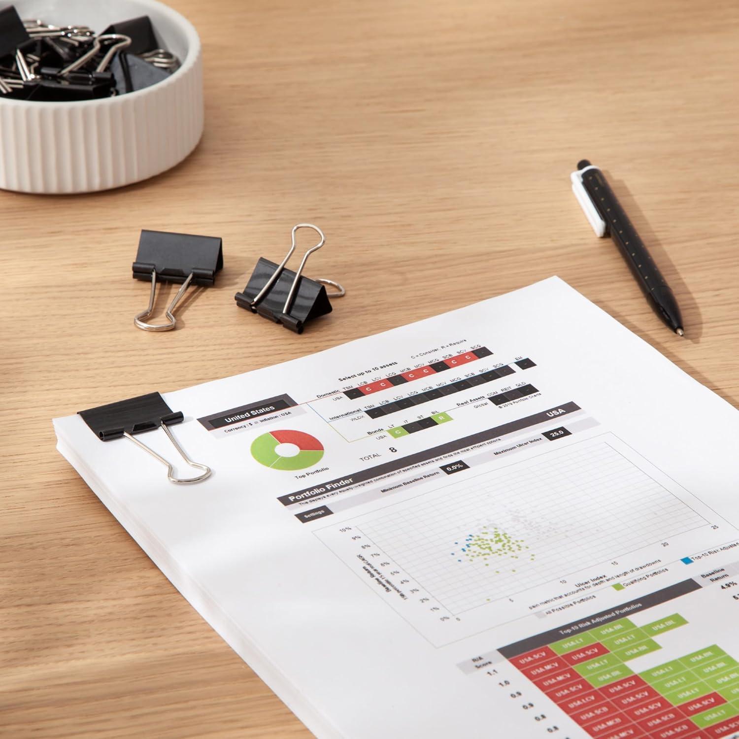 Clips de Carpeta Medianos U Brands 32mm 96 Piezas Acero