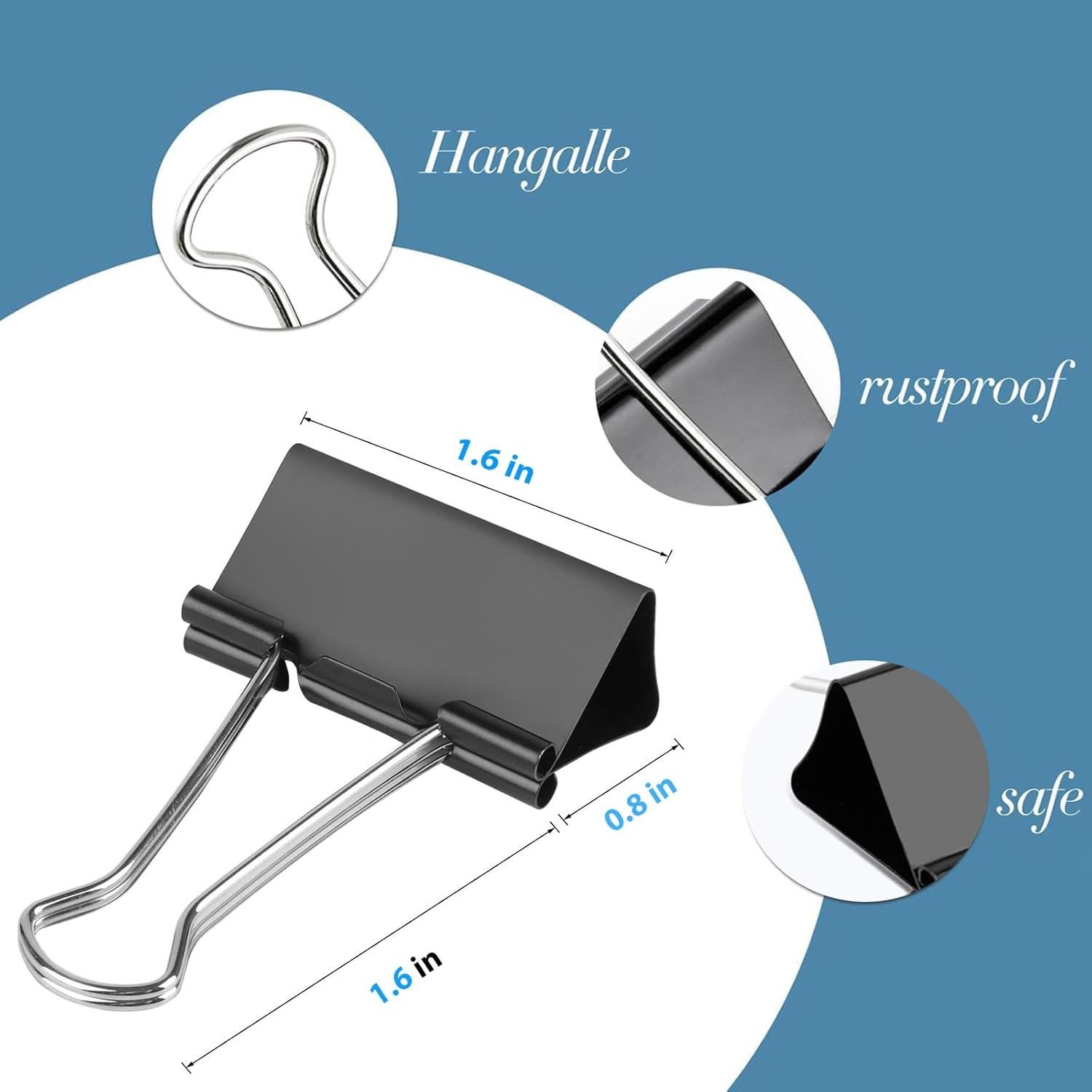 Clips de Carpeta Grandes Ufmarine 4.1 cm 24 Pcs Acero Templado