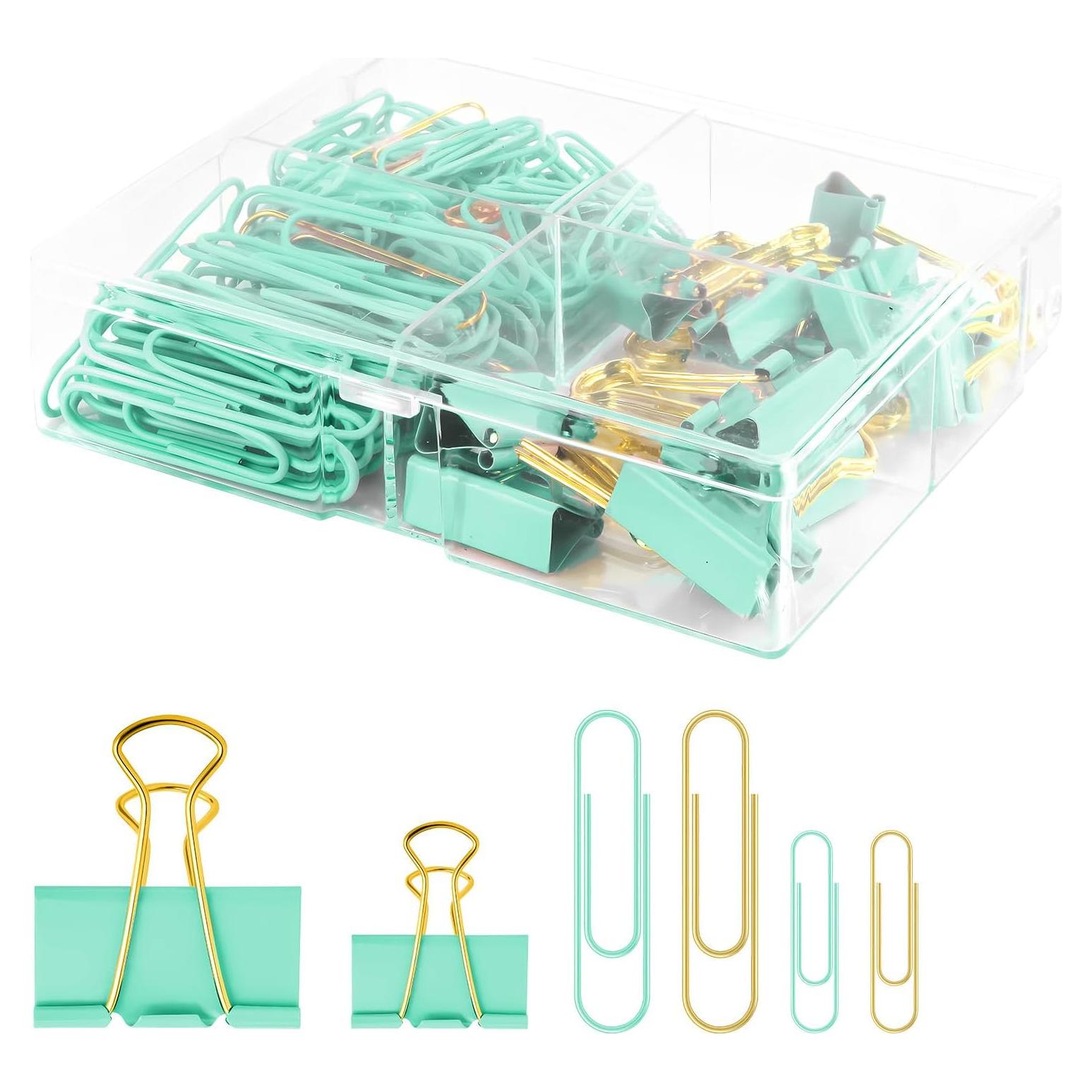 Conjunto de Clips de Papel CREECHWA 165 Piezas Verde